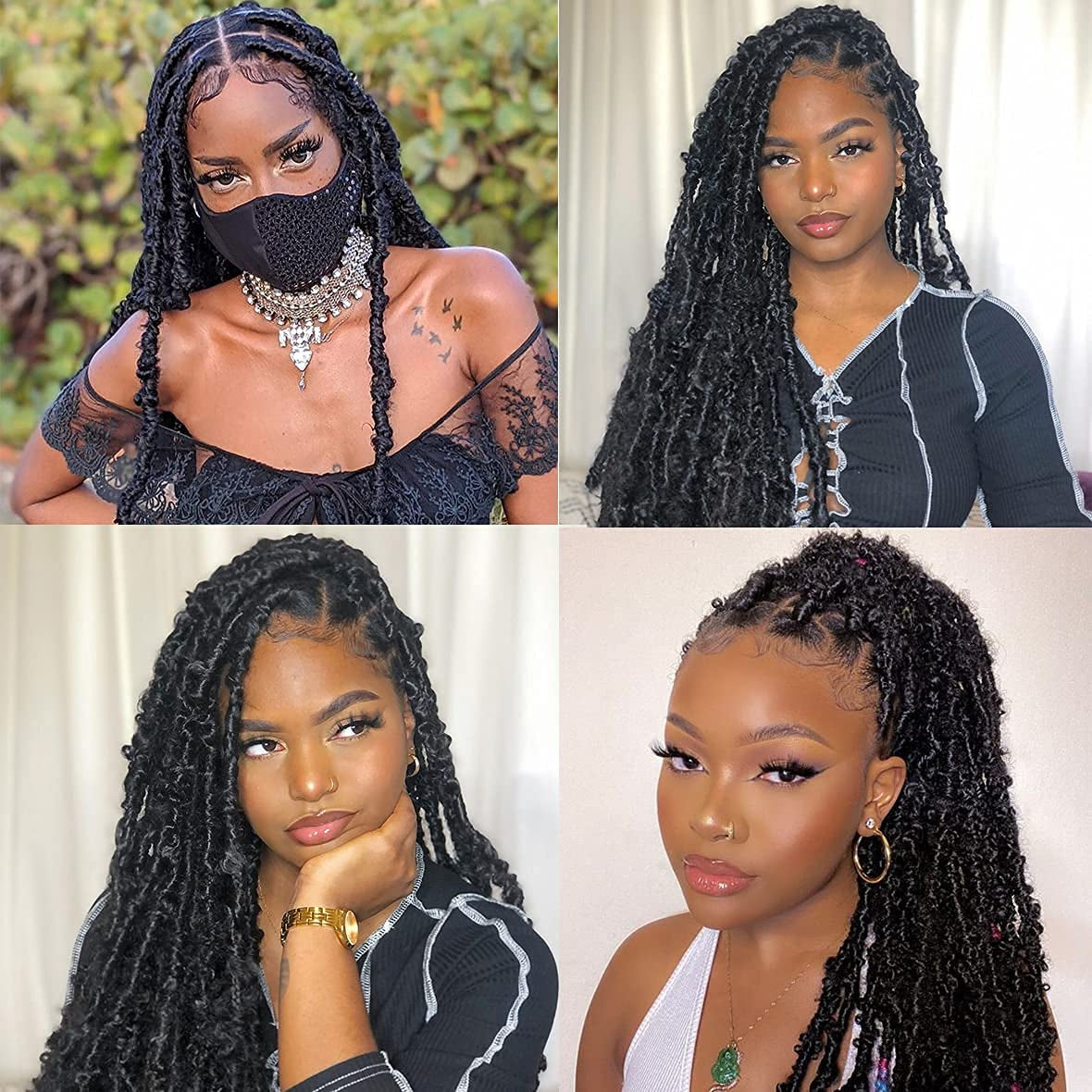 Butterfly Locs Crochet Hair 18 Inch 6 Packs Pre Looped Distressed Crochet Braids Most Natural Hair Extension for Black Women (18 Inch,1B)