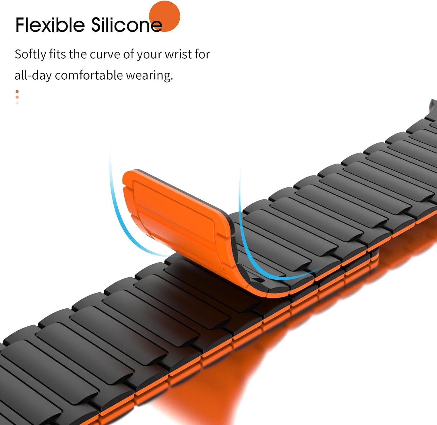Magnetic Band Compatible with Apple Watch Series 10 9 8 7 6 5 4 3 2 1 SE, Strong Magnet Link Sporty Wristband Strap for Iwatch 38/40/41Mm, Silicone Replacement Straps for Men Women, Blackorange