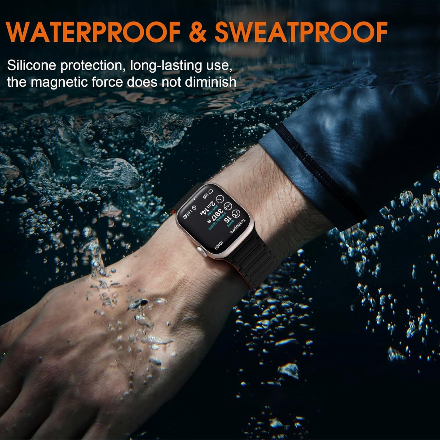 Magnetic Band Compatible with Apple Watch 45Mm for Men 46Mm 44Mm 42Mm 41Mm 40Mm 38Mm 49Mm Bands, Sport Silicone Strap Strong Magnet Link Wristband for Iwatch Series 10 9 8 7 6 5 4 3 SE Ultra 2