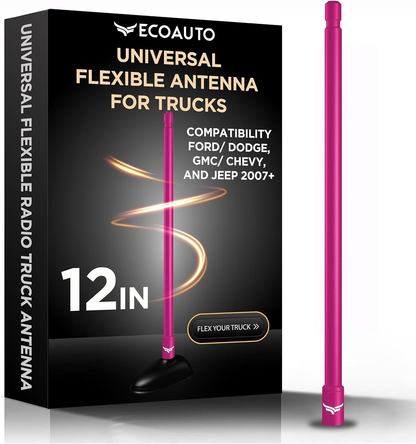 Universal Radio Truck Antenna (5" Flexible) - Fit for Ford, Dodge, GMC, Chevy, Jeep (2007+) - Perfect Truck Accessories for Men - anti Theft, Carwash Safe, Short Replacement Antenna for Truck TRUCK DRIVER
