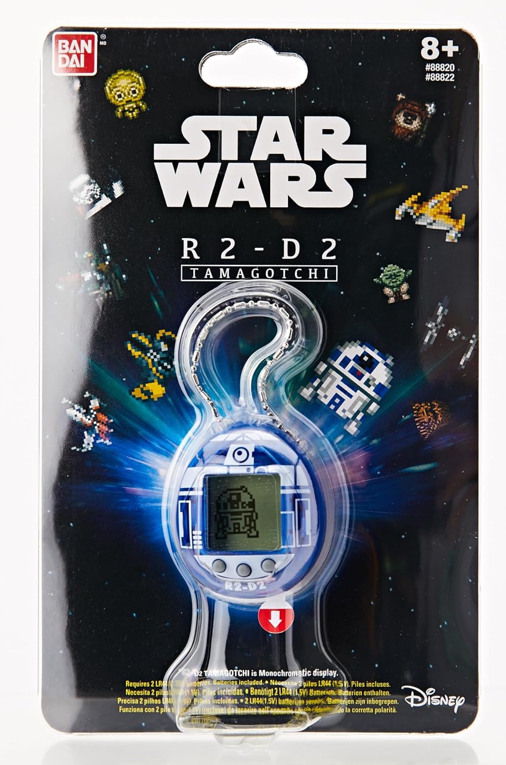 TAMAGOTCHI 88822 Star Wars R2D2 Virtual Pet Droid with Mini-Games, Animated Clips, Extra Modes and Key Chain, Multicolour BanUK