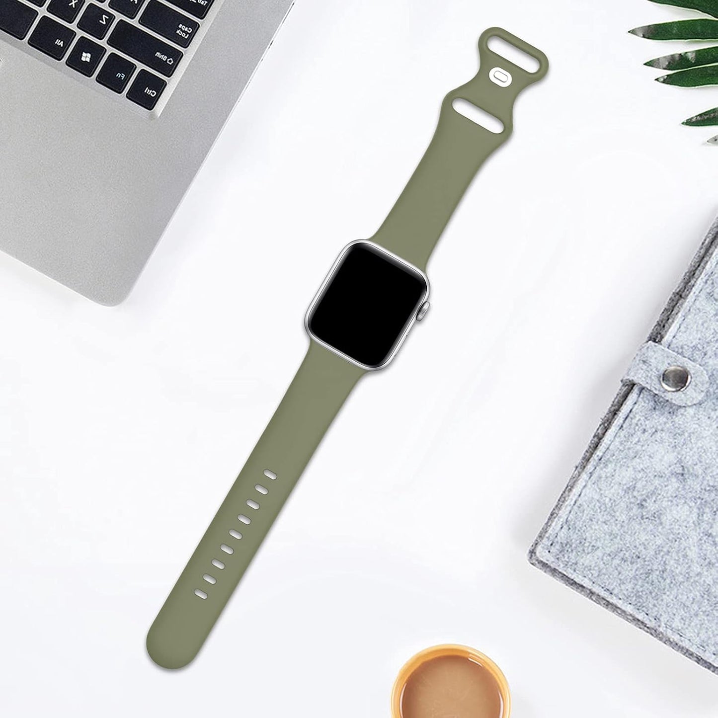 Bands Compatible with Apple Watch Band 38Mm 40Mm 41Mm 42Mm 44Mm 45Mm 49Mm, Soft Silicone Sport Replacement Band for Iwatch SE Ultra Series 8 7 6 5 4 3 2 1 Women Men Olive Green 38Mm/40Mm S/M