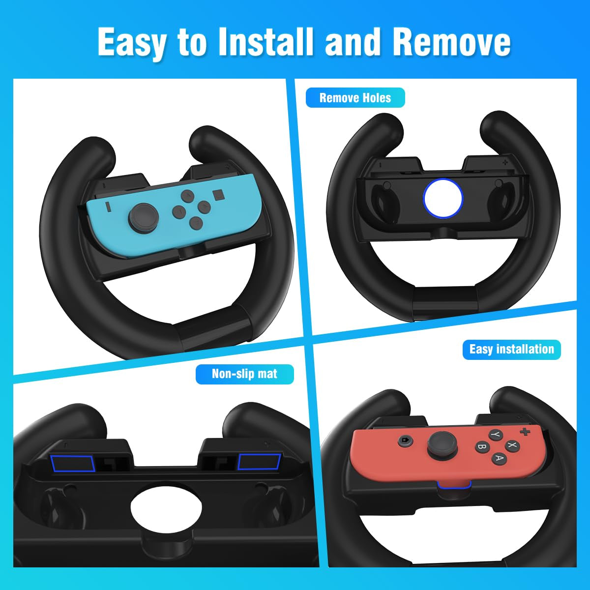 Switch Steering Wheel for Mario Kart 8 Deluxe,Steering Wheel Compatible with Nintendo Switch and OLED Joy Con,Switch Accessories Gift for Mario Kart,2 Packs