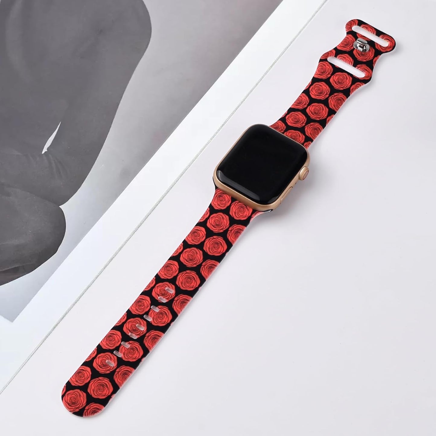 Floral Silicone Band Compatible with Apple Watch Bands for Women, 38Mm 40Mm 41Mm 42Mm 44Mm 45Mm 49Mm, for Iwatch Band Series 9 SE Ultra 8 7 6 5 4 3 2 1