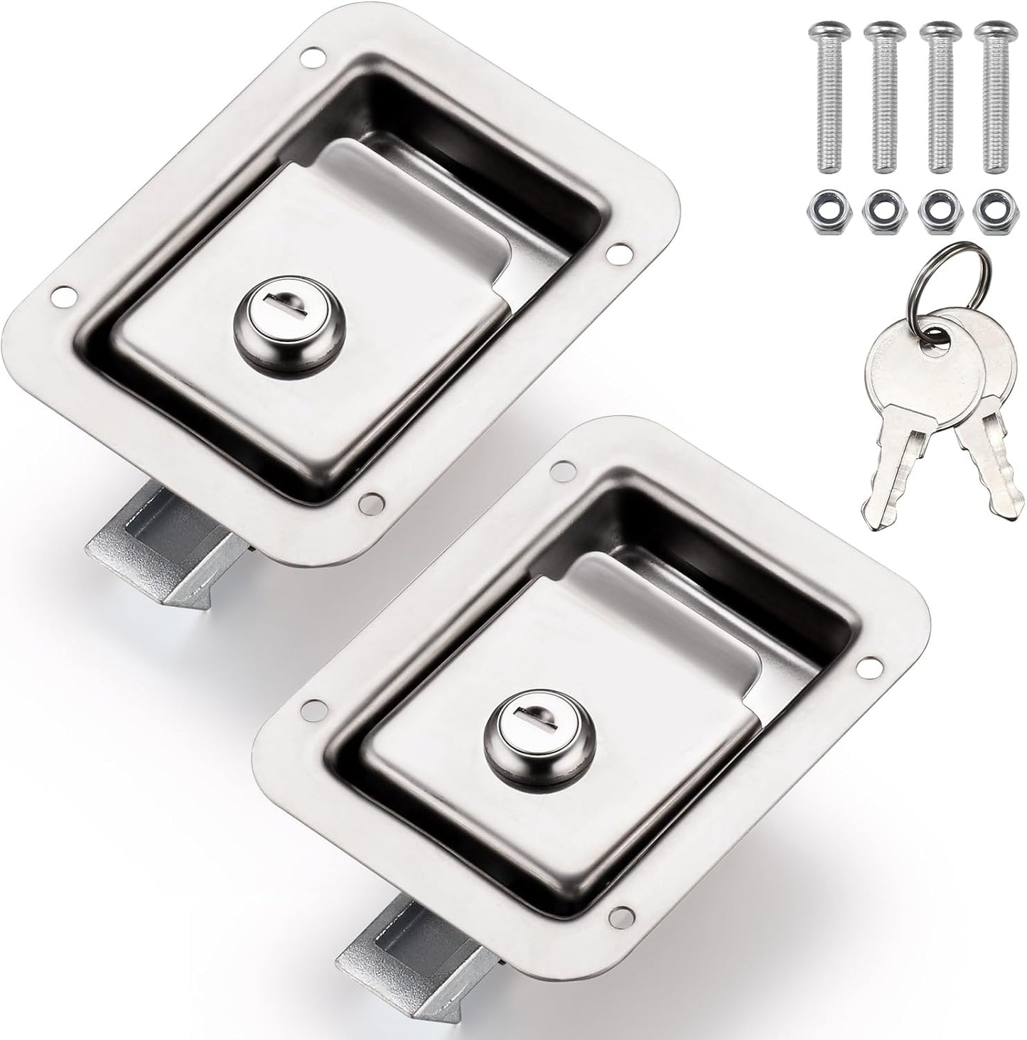 Stainless Steel Truck Tool Box Lock, Paddle Latch Replacement Lock for Truck Box, Toolbox Handle Trailer Door Latch RV Camper Electrical Cabinet, 5.85" L X 4.25" W with Key TRUCK DRIVER