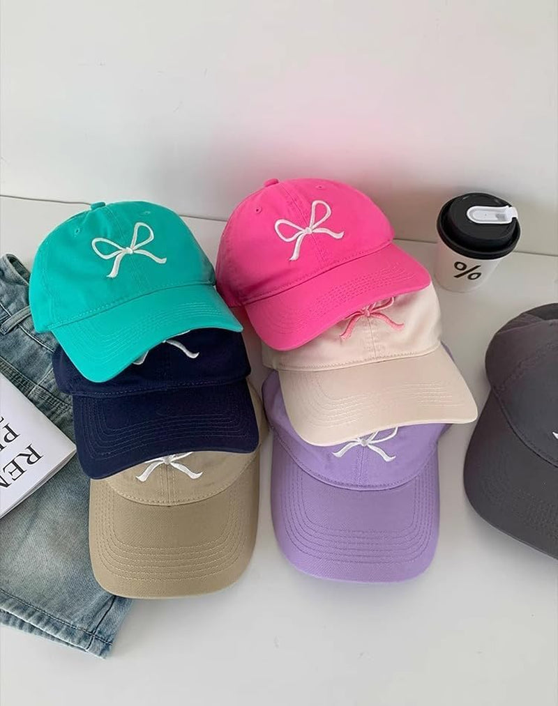 Trendy Bow-Tie Baseball Cap for Women and Men Trucker Hats Y2K Adjustable Fashion Sun Hat with Visor for Hiking & Travel