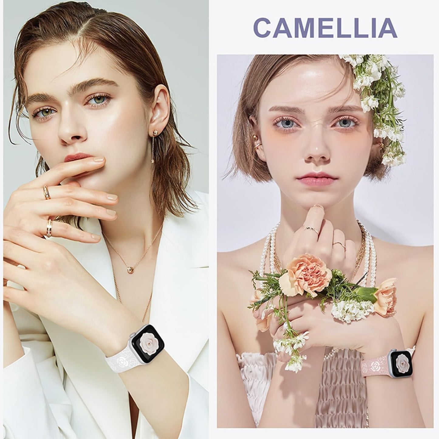 Floral Bands for Apple Watch 42Mm 44Mm 45Mm 49Mm Women, Soft Silicone Sport Straps with Cute Flower Patterns Compatible with Iwatch Bands Series Ultra SE 9 8 7 6 5 4 3 2 1