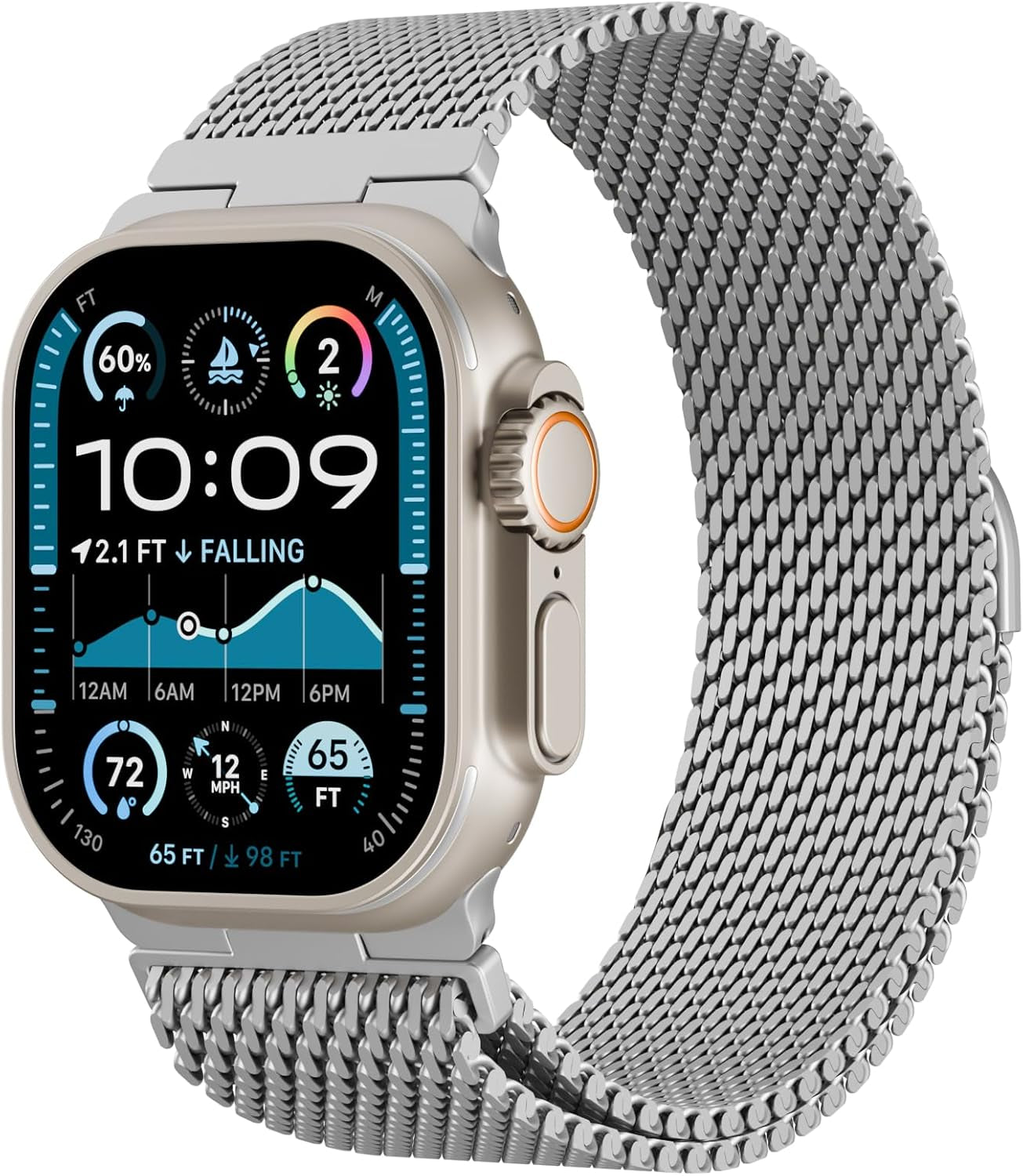 Stainless Steel Magnetic Clasp Band Compatible for Apple Watch 49Mm 46Mm 45Mm 44Mm 42Mm Men Women,Adjustable Metal Loop for Iwatch Ultra2 Ultra Series10/9/8/7/6/5/4 SE3/2/1