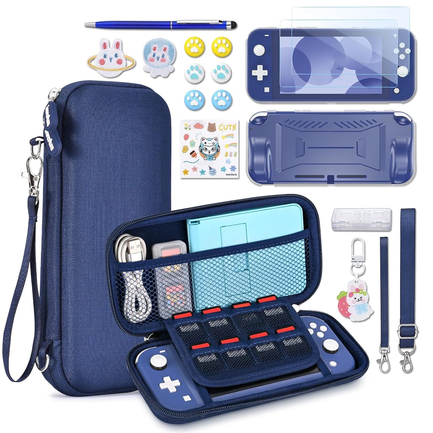 Switch Lite Case 18 in 1 Switch Lite Accessories Bundle with Switch Lite Carrying Case, Switch Game Case, Switch Lite Screen Protector, Switch Thumb Grips (Purple)