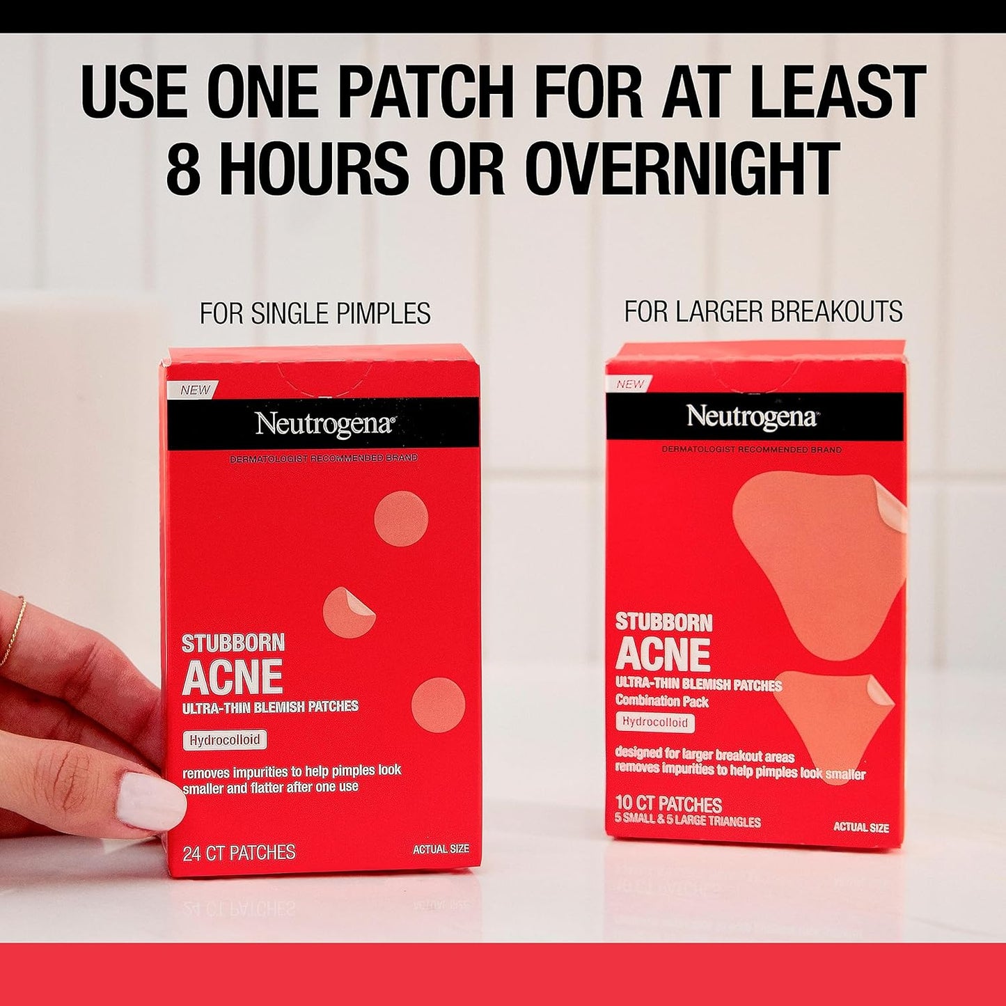 Stubborn Acne Pimple Patches, Acne Treatment for Face, Ultra-Thin Hydrocolloid Spot Stickers Provide Optimal Healing for Pimples, 24 Patches