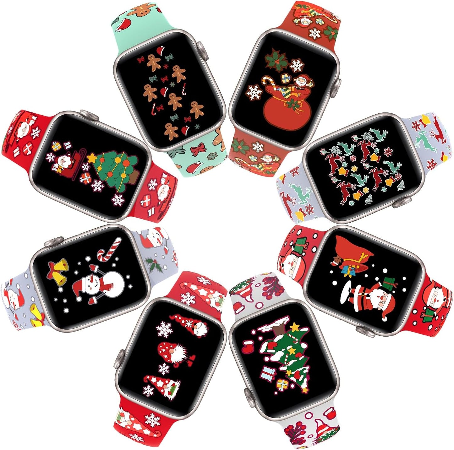 Christmas Silicone Bands Compatible with Apple Watch Band 38Mm 40Mm 41Mm 42Mm 44Mm 45Mm 49Mm, Soft Strap Pattern Printed Wristband for Iwatch Series 9 8 SE 7 6 5 4 3 2 1 Ultra Women Men