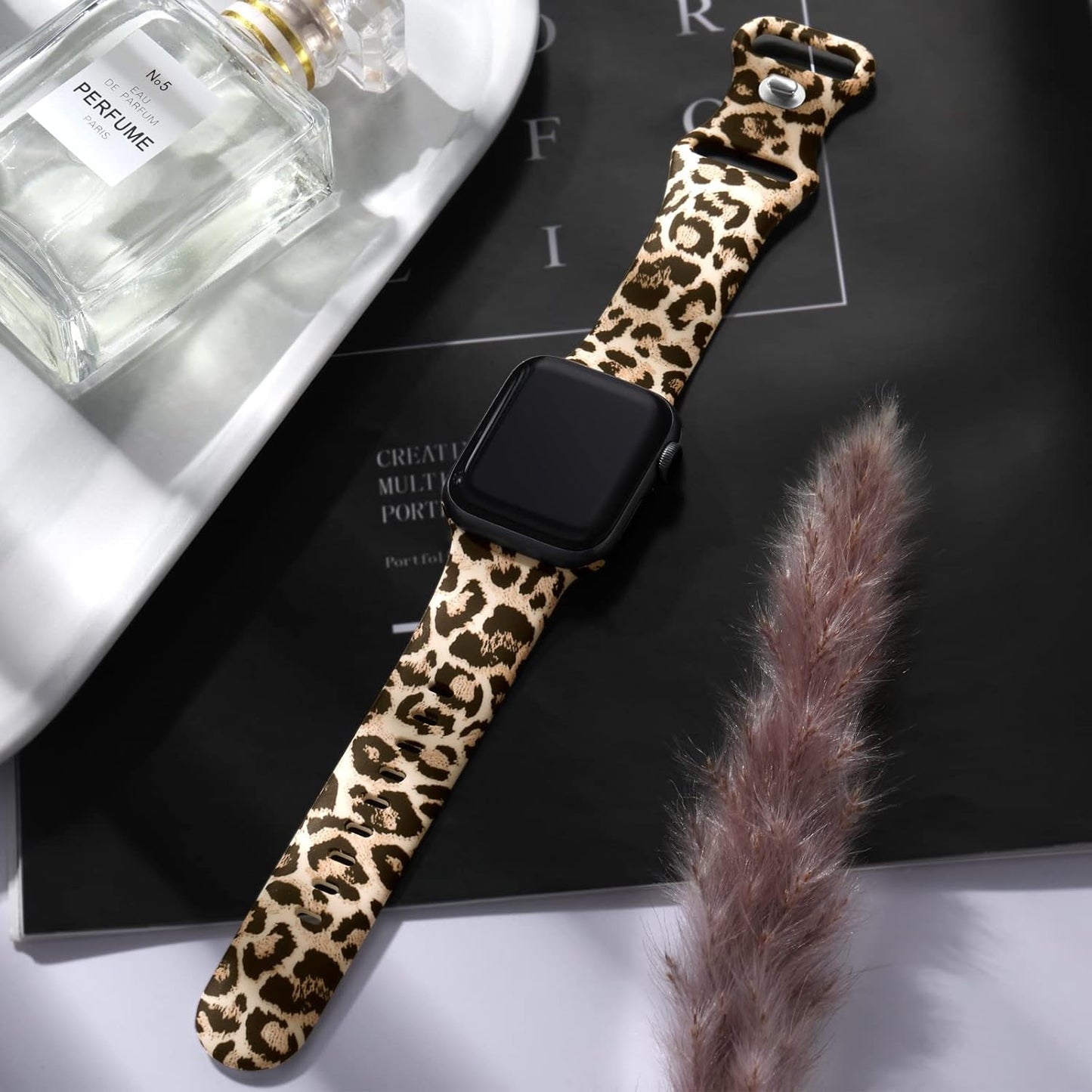 Band Compatible with Apple Watch Band 41Mm 40Mm 38Mm 45Mm 44Mm 42Mm 49Mm for Women Girls Men, Cute Silicone Floral Wristband Strap for Iwatch Series 9 8 7 SE 6 5 4 3 2 1 Ultra