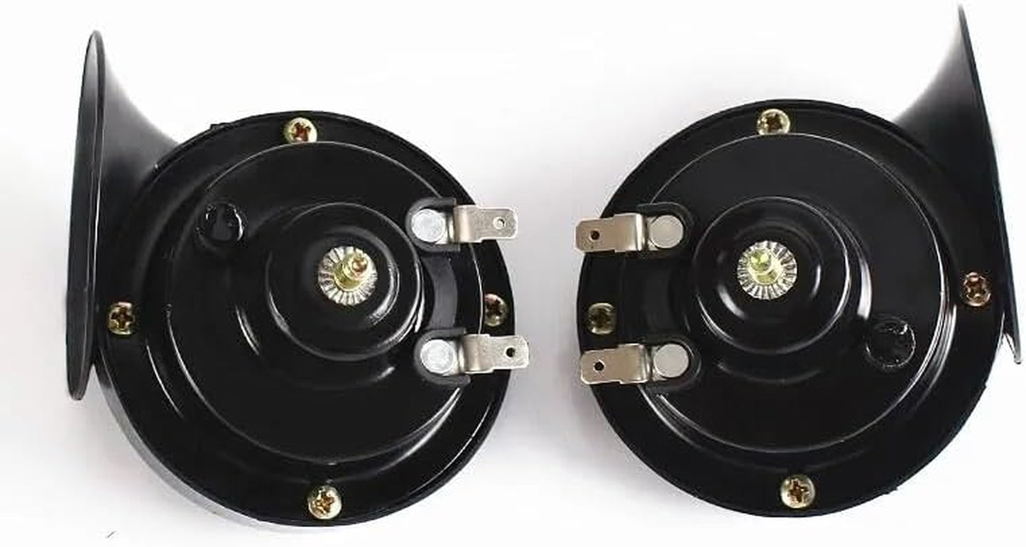 300DB Super Loud Train Horns for Truck, 2Pcs 12V Car Horn Kits, Loud Dual-Tone Waterproof Electric Air Horns, Automotive Accessories Universal for Cars Pickup Trucks Motorcycle Bike Boat (Black) TRUCK DRIVER