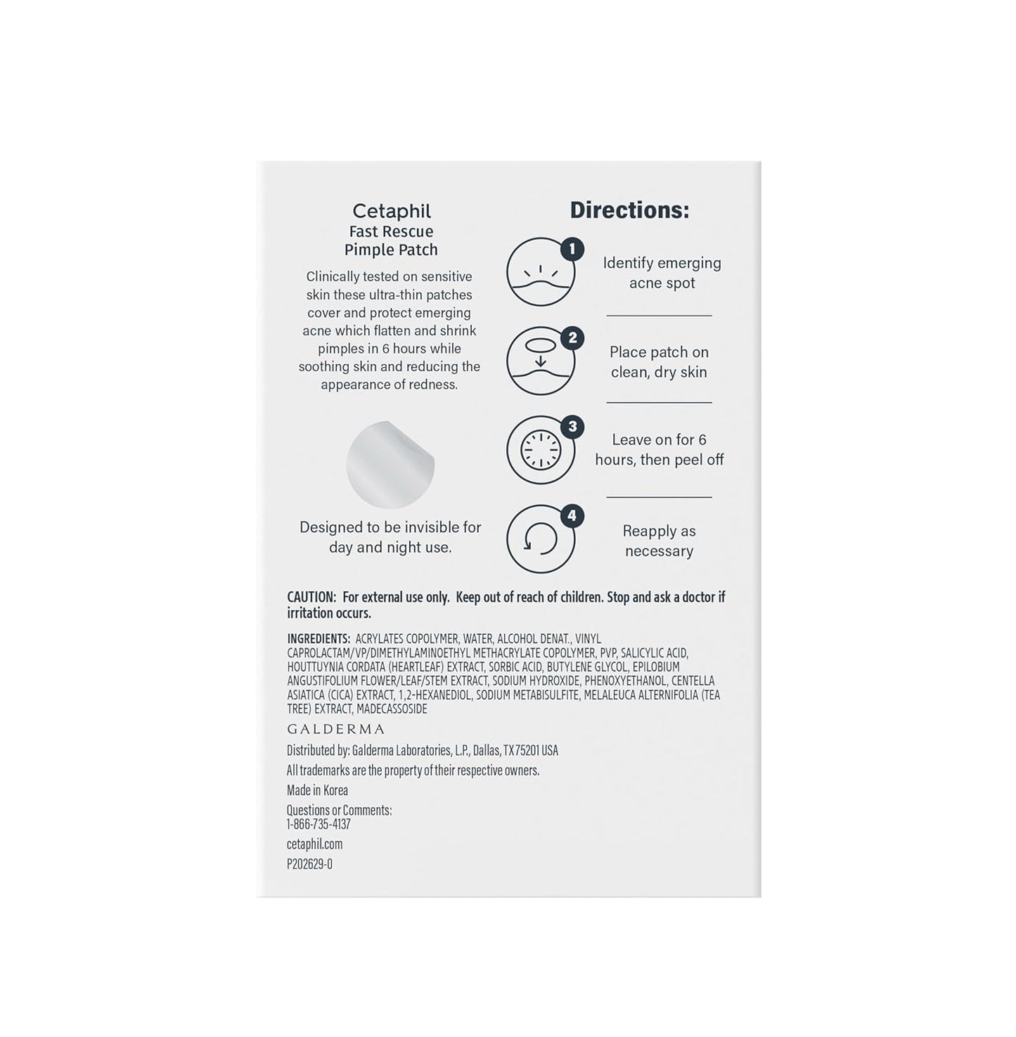 Acne Patches, Pimple Patches for Sensitive Skin, Formulated with Salicylic Acid, CICA, and Heartleaf Extract for Emerging Pimples, Visible Results in 6 Hours, 24 Count