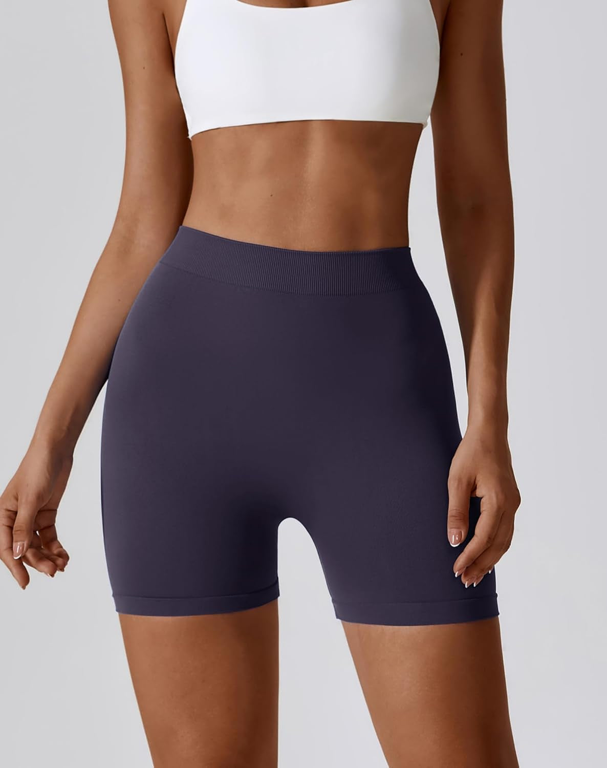 Workout Shorts for Women Seamless V Back Scrunc Butt Gym Shorts Tummy Control High Waist Booty Yoga Shorts