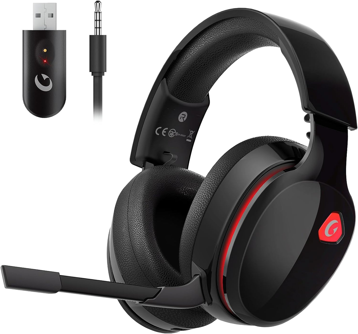 2.4Ghz Wireless Gaming Headset for PS5, PS4 Fortnite & Call of Duty/Fps Gamers, PC, Nintendo Switch, Bluetooth 5.3 Gaming Headphones with Noise Canceling Mic, Stereo Sound, 40+Hr Battery -White