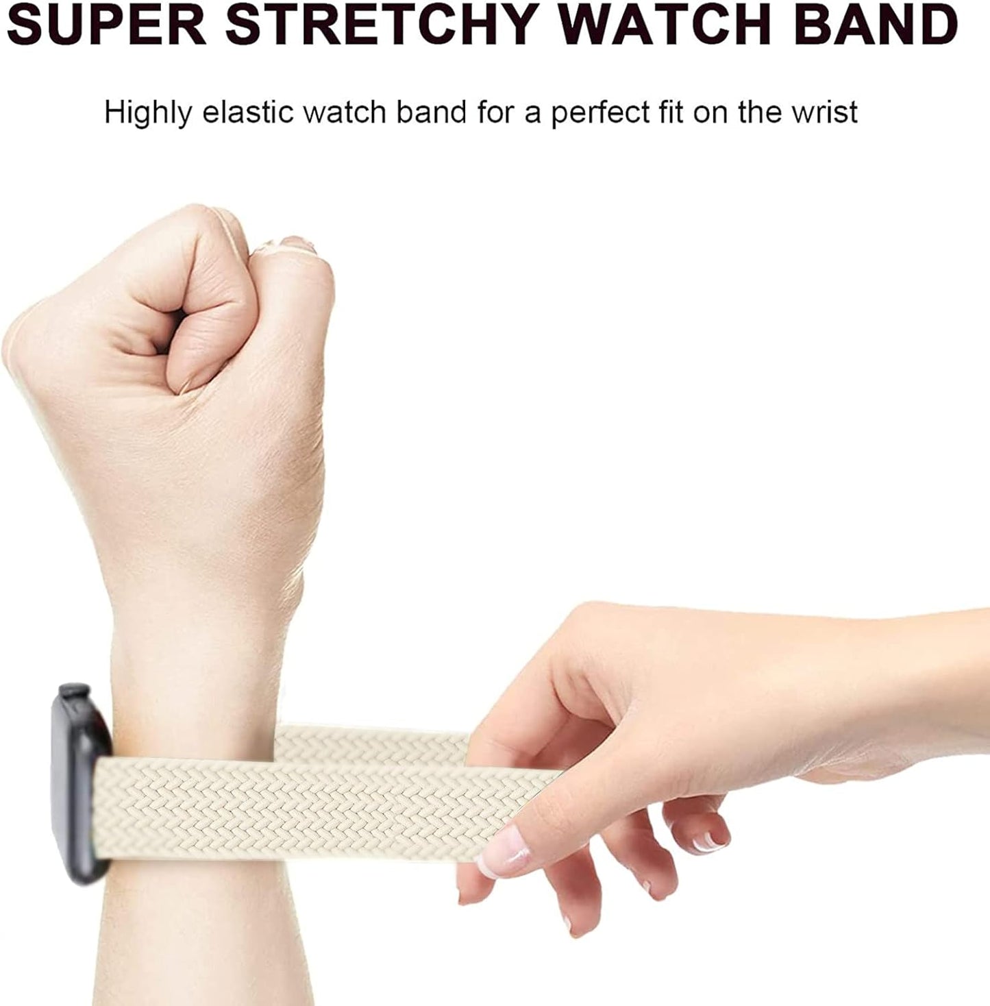 Braided Solo Loop Compatible with Apple Watch Band 38Mm 40Mm 41Mm, Adjustable Stretchy Bands Elastic Sport Wristbands for Iwatch Series 8 7 6 5 4 3 2 1 SE Ultra, for Men/Women, 2 Pack.