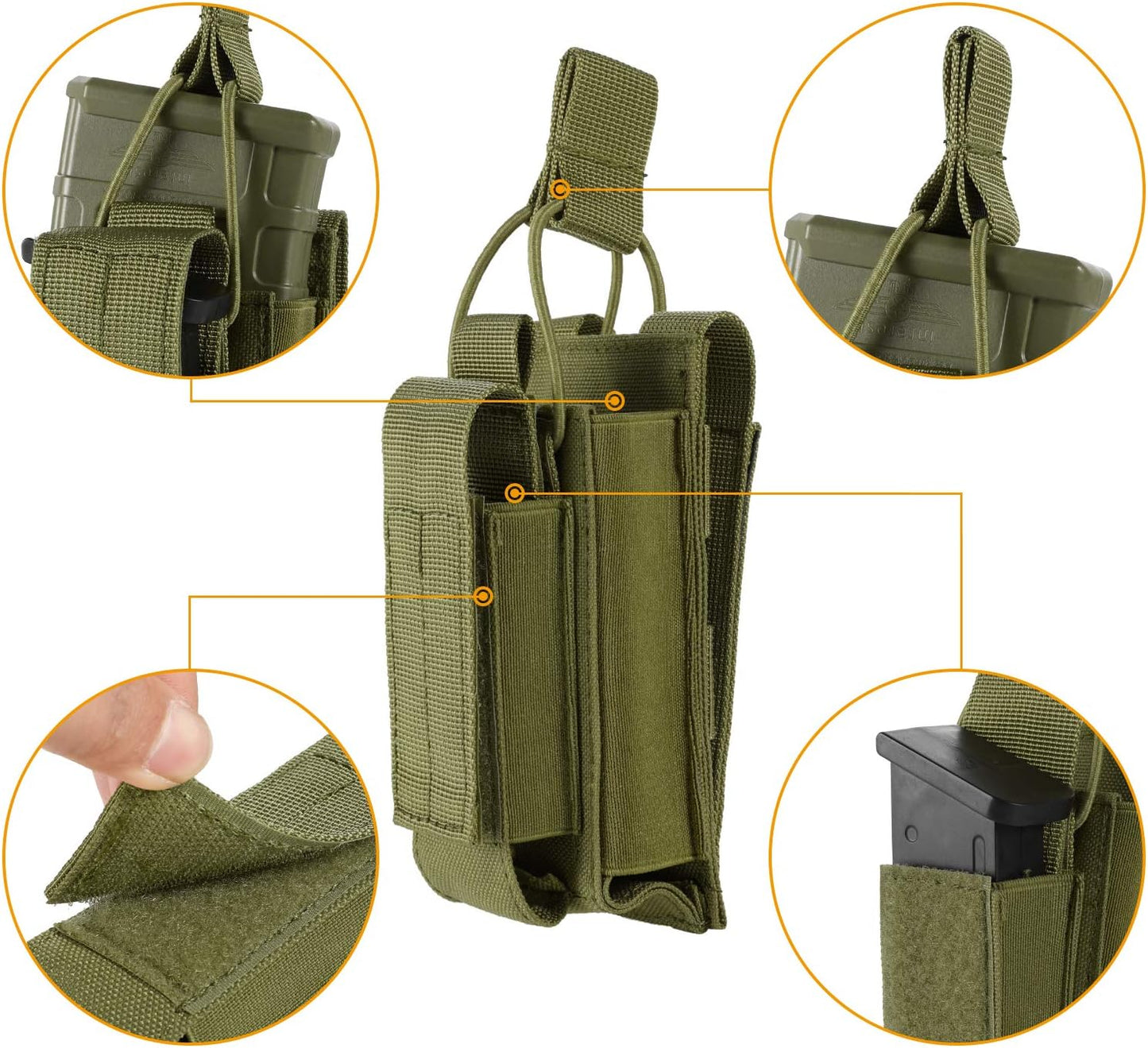 Molle Mag Pouch, Open Top Single/Double/Triple Magazine Pouch Holder Carrier for M4 M16 AK AR Glock M1911 92F 9Mm