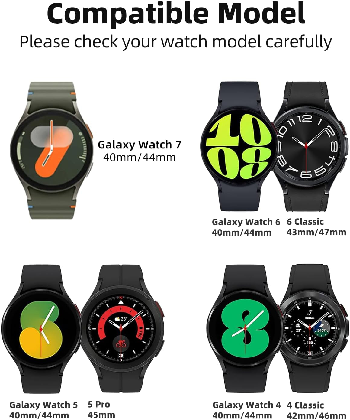 One Click No Gap Stretch Watch Band Compatible with Samsung Galaxy Watch 7/6/5/4 40M 44Mm/Galaxy Watch 6 Classic 43Mm 47Mm/Watch 5 Pro 45Mm/Watch 4 Classic 42Mm 46Mm, 20Mm Elastic Nylon Sport Loop Strap for Women & Men