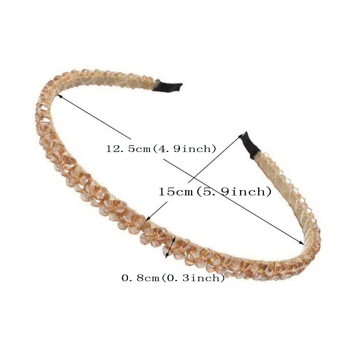 4 PK Crystal Rhinestone Headbands for Women Girls Double Rows Sparkly Beaded Hair Hoops Clear Black Weave Narrow Hair Bands Hair Accessories (Color A)