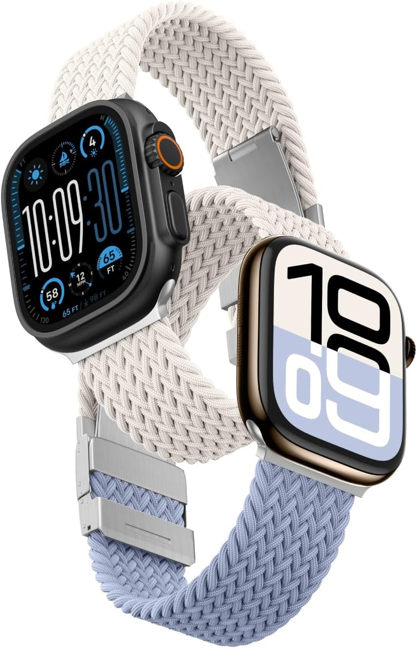 Magnetic Braided Wristbands Compatible with Apple Watch Band 42Mm 44Mm 45Mm 46Mm 49Mm, Elastic Watch Strap for Iwatch Ultra Series 10 9 8 7 6 5 4 3 2 Women and Men, 1 Extra Band for Color Combination