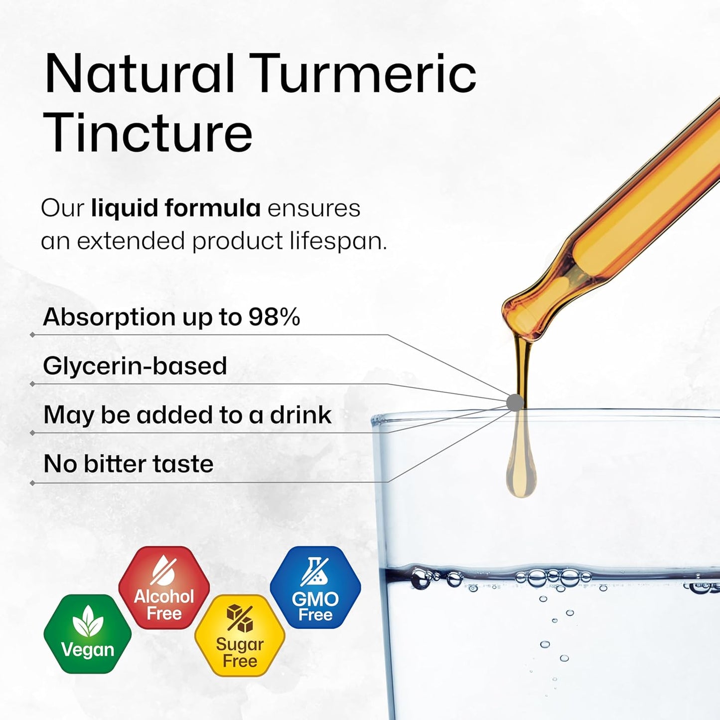 Turmeric Supplement Tincture - 1200 Mg Turmeric Curcumin with Black Pepper Extract - Alcohol and Sugar Free - Vegan Drops 4 Fl.Oz. TLBH