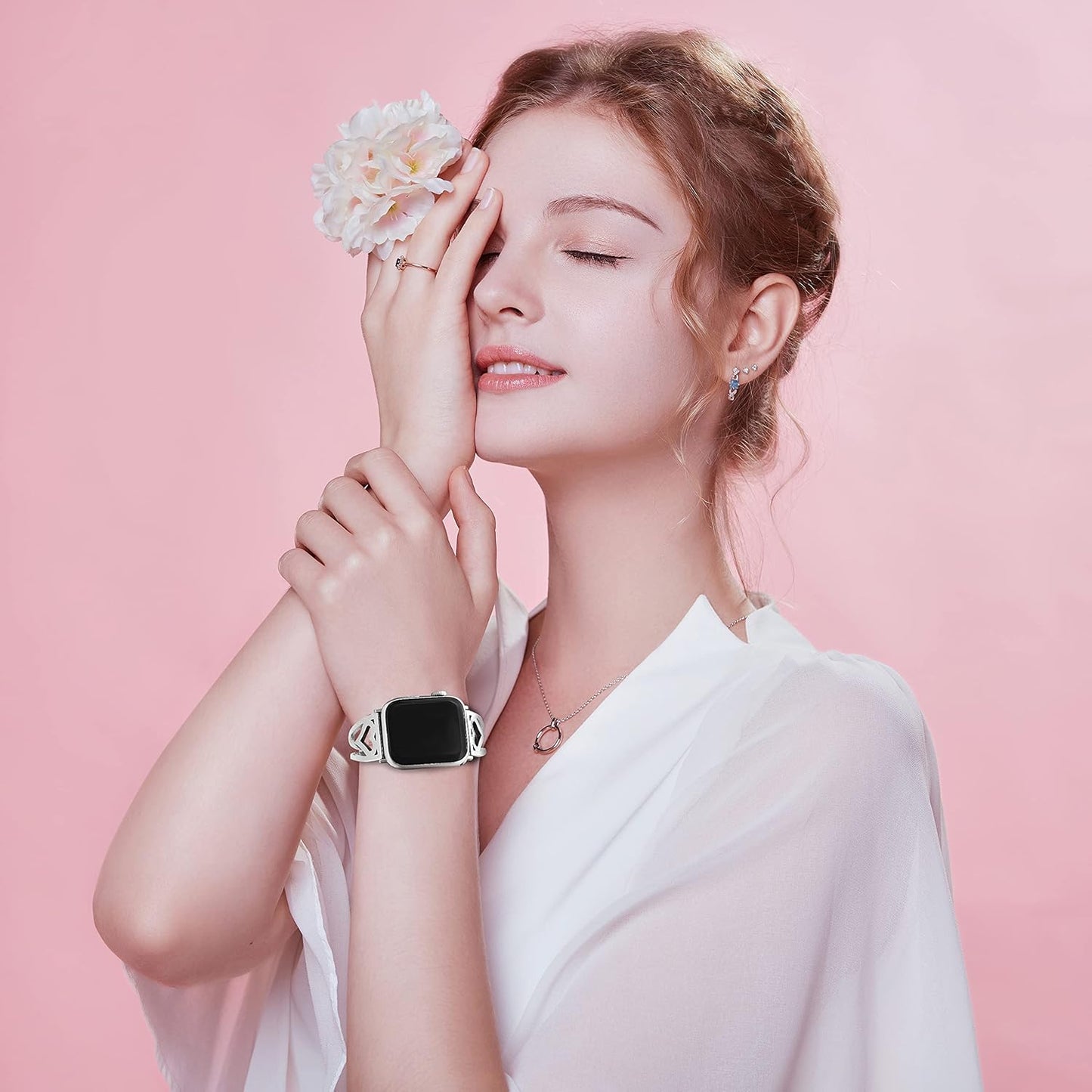 Bling Bands Compatible with Apple Watch Band 38Mm 40Mm 41Mm 42Mm 44Mm 45Mm Iwatch SE Series 7/6/5/4/3/2/1, Stainless Steel Bands Dressy Jewelry Diamond Bracelet Bangle Wristband Women