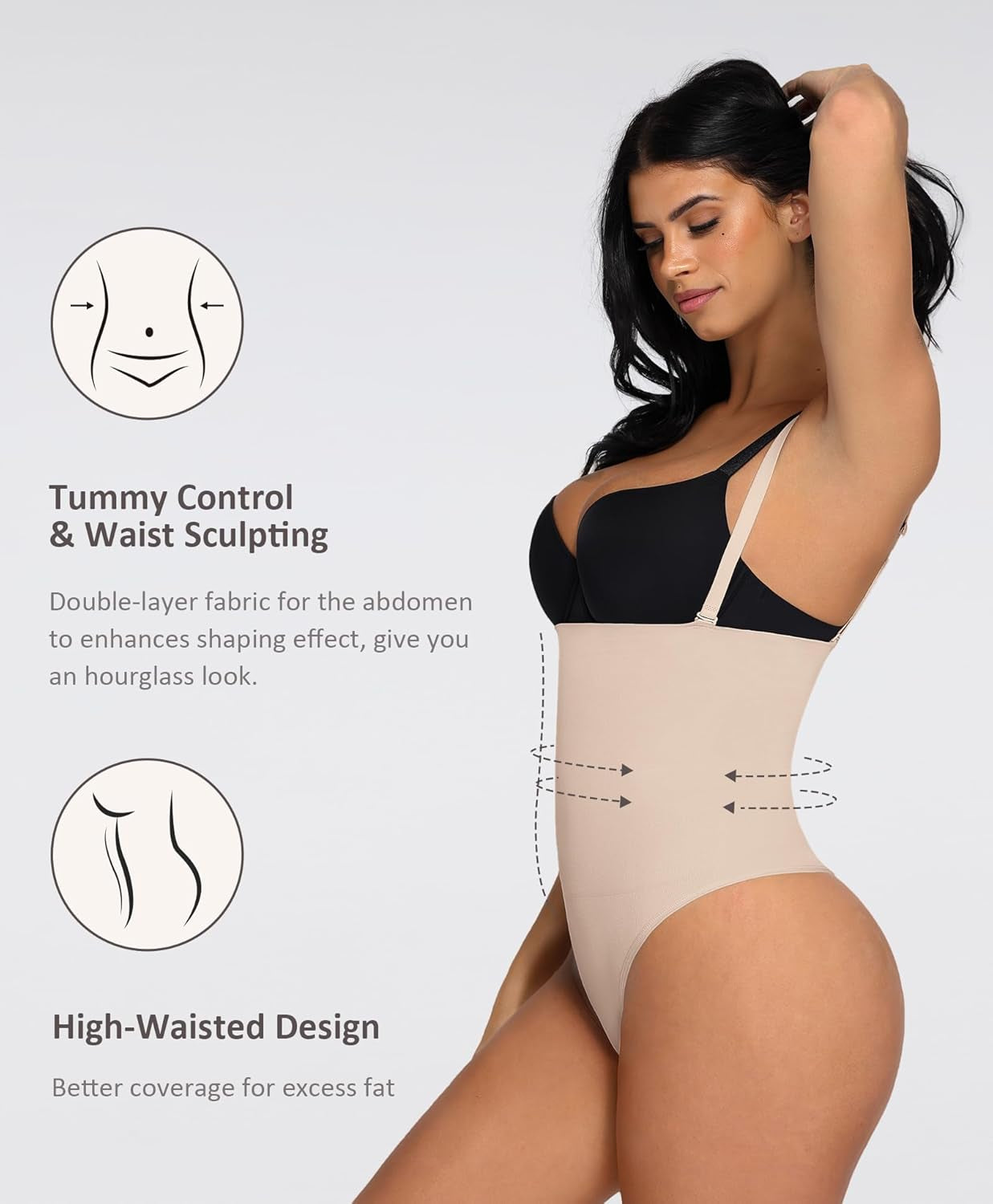 Thong Shapewear for Women Tummy Control Seamless Body Shaper High Waisted Panties Slimming Underwear