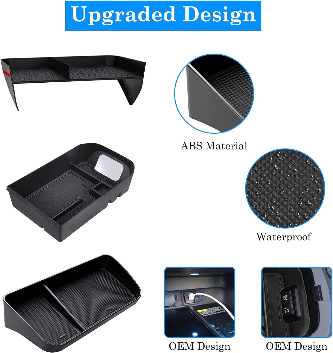 Upgraded Center Console Organizer Compatible with Toyota RAV4 2025 2024 2023 2022-2019 Interior Accessories, Armrest Storage Box, Dash Storage Tray(Not for New 10.5'' Multimedia Display)-3Pcs