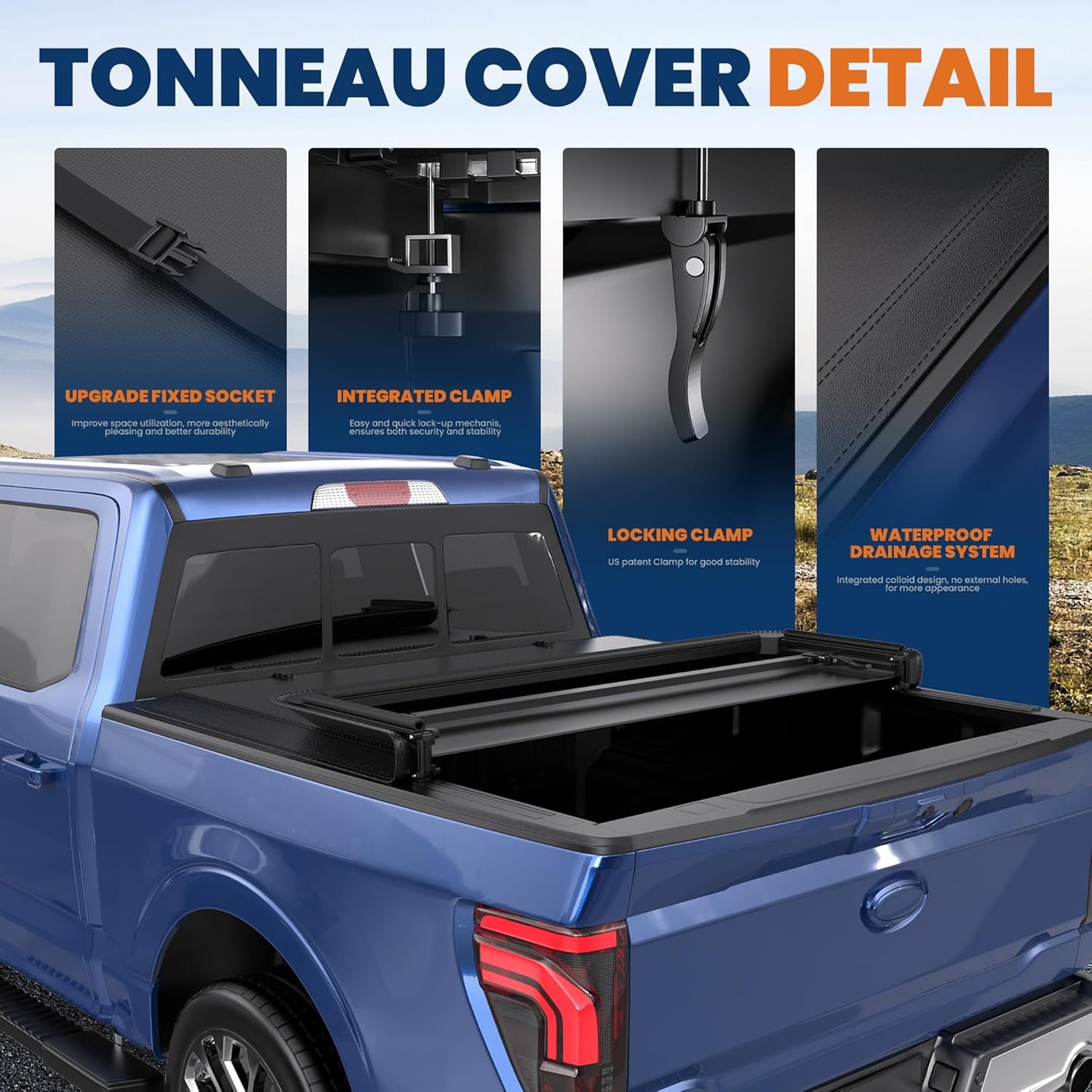 Tri 3-Flip 5.5 FT Soft Truck Bed Tonneau Cover Compatible with 2009-2014 Ford F150 F-150 Styleside (Excl Raptor Series) Truck Bed Cover
