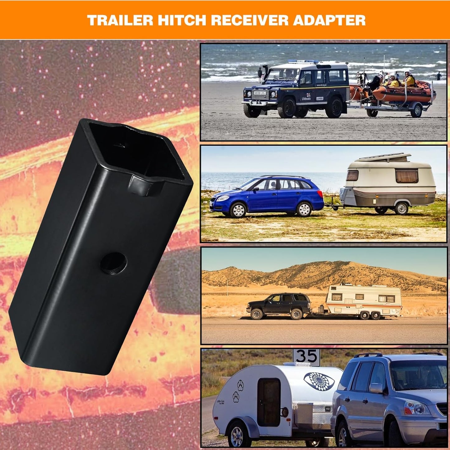 Trailer Hitch Receiver Adapter Hitch Reducer Sleeve, 2-1/2" to 2" Large to Small Receiver Hitches for Tractor Bucket, RV, Truck, Bike Rack and Cargo Carriers TRUCK DRIVER