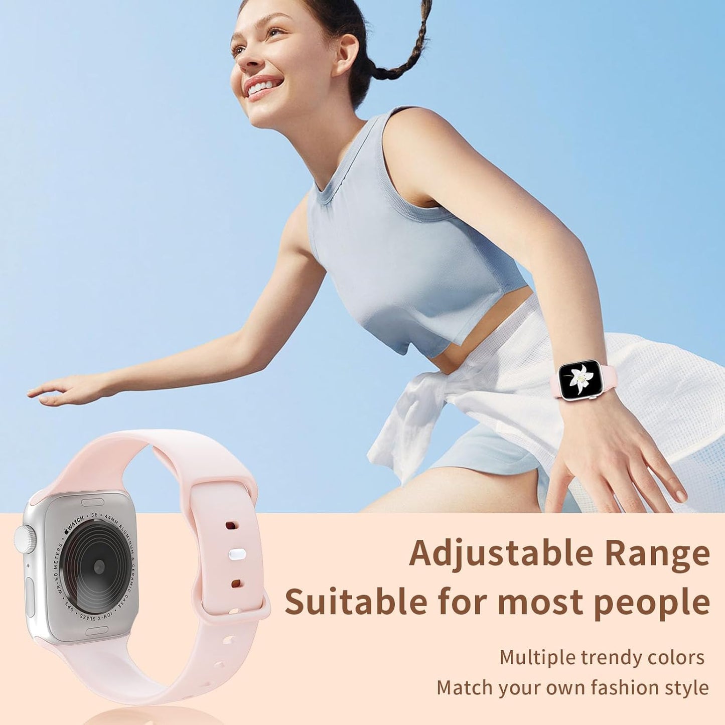 Band Compatible with Apple Watch 38Mm 40Mm 41Mm 42Mm 44Mm 45Mm 49Mm S/M L/M, Replacement Soft Silicone Sport Strap for Iwatch Series Ultra 9/8/7/6/5/4/3/2/1 SE Women Men