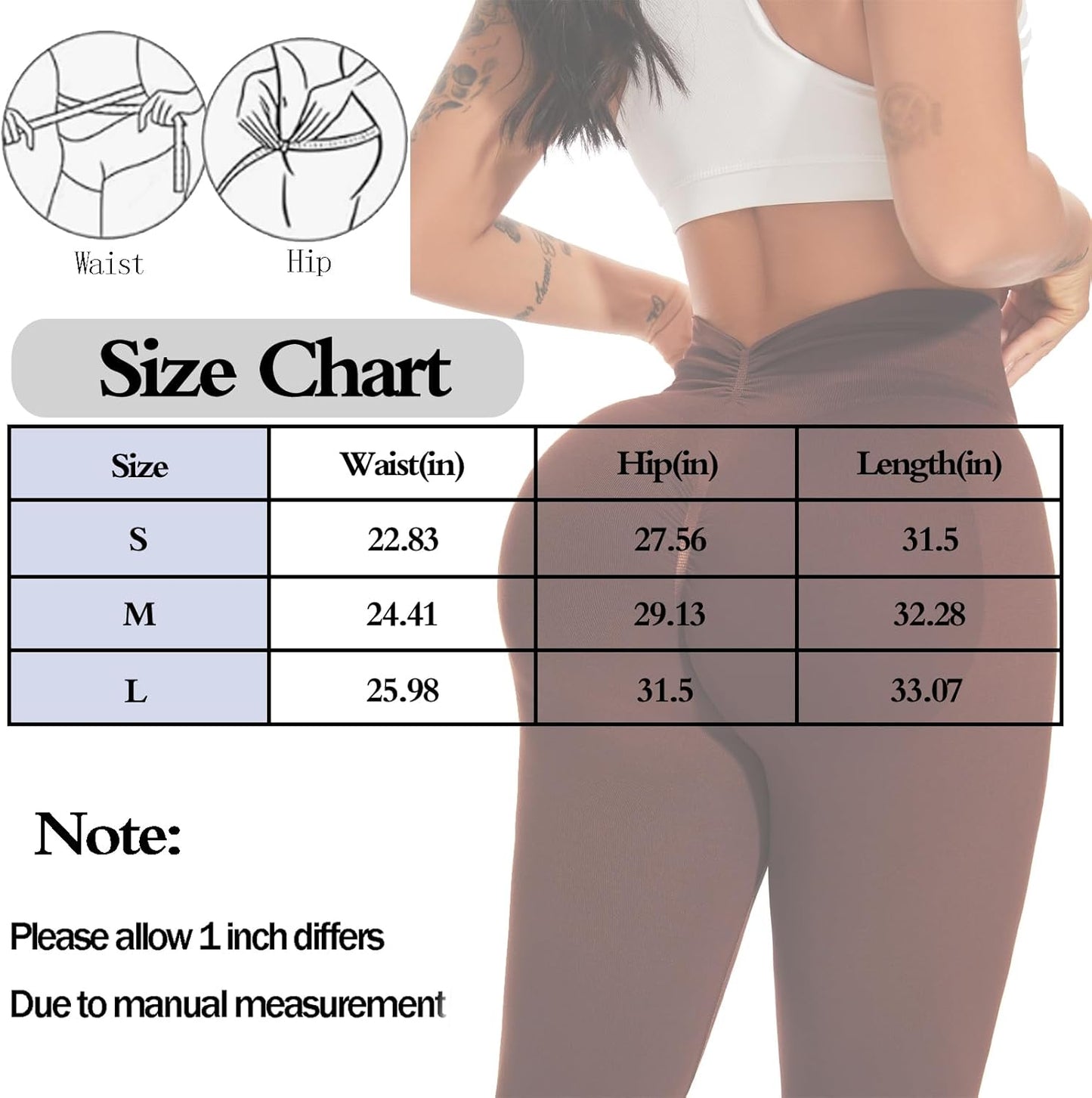 V Back Scrunch Butt Leggings for Women Butt Lifting Workout Leggings High Waisted Yoga Pants Booty Gym Tights