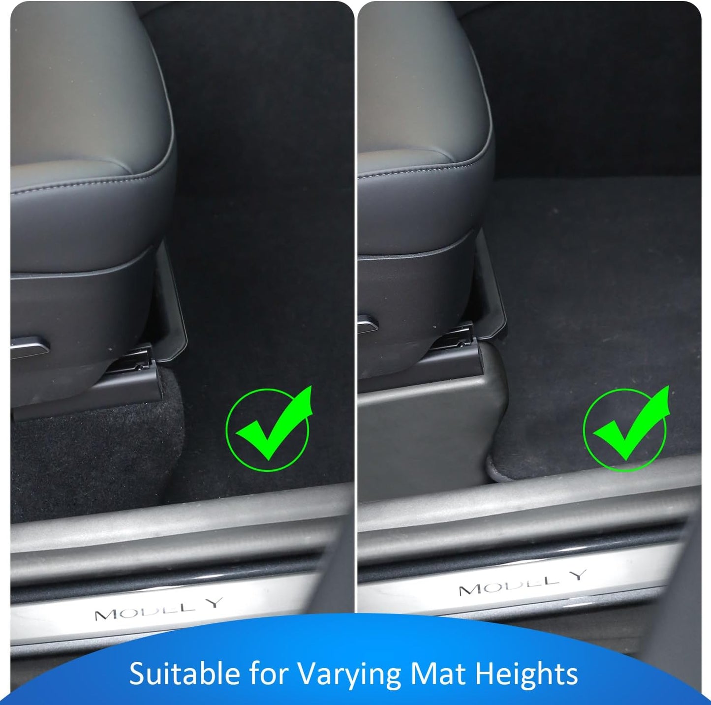 Under Seat Storage Box Organizer for Tesla Model Y (1 Pack), Upgraded ABS + TPE Double Layer Hidden Storage Box, Washable Underseat Storage Organizer Fit Tesla Model Y Accessories 2021-2024