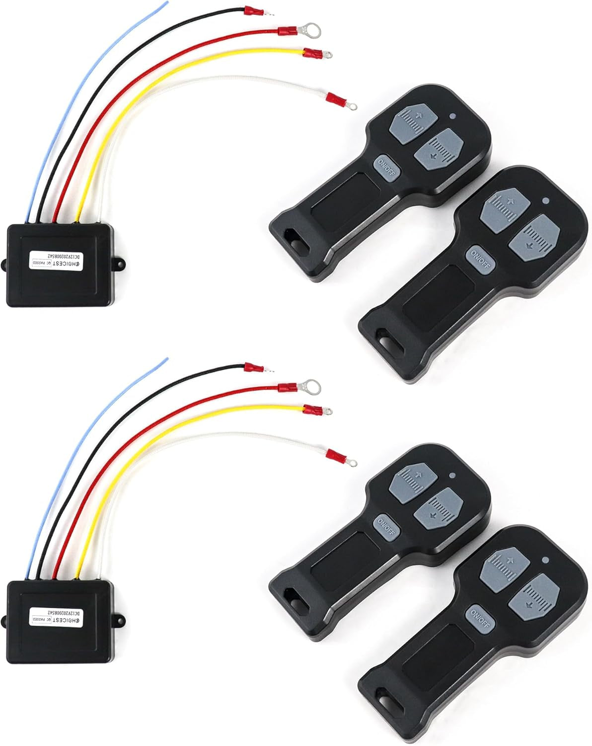 12V Car Wireless Winch Electric Remote Control, 4 Pack Universal Mini 5 Wire Control Winch with Dual Manual Matching Transmitter Kit for Truck, ATV and SUV Winch Wireless System TRUCK DRIVER