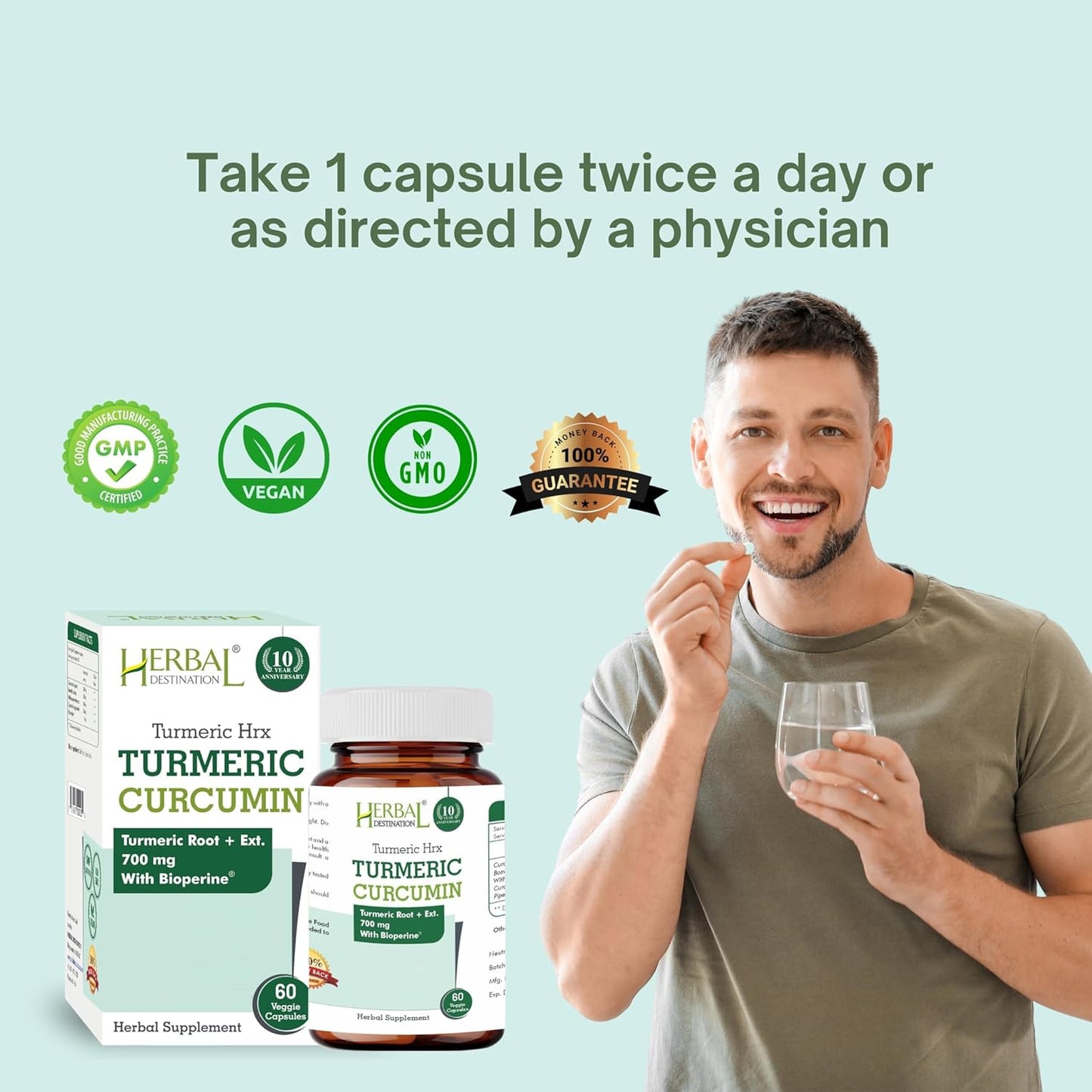 Turmeric Supplement Hrx- Immune Supplement, Metabolism Booster Joint Support Supplement with Turmeric Curcumin, Boswellia, Curcuma & Black Pepper Extract - 60 Capsules TLBH