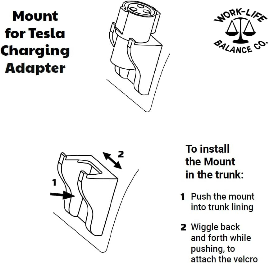 Trunk Mount for Tesla J1772 Charging Adapter, Accessory for Model 3/Y/S/X, Install in Trunk with Grip Tape, Trunk Organizer, No Drilling, Easy in and Out Support