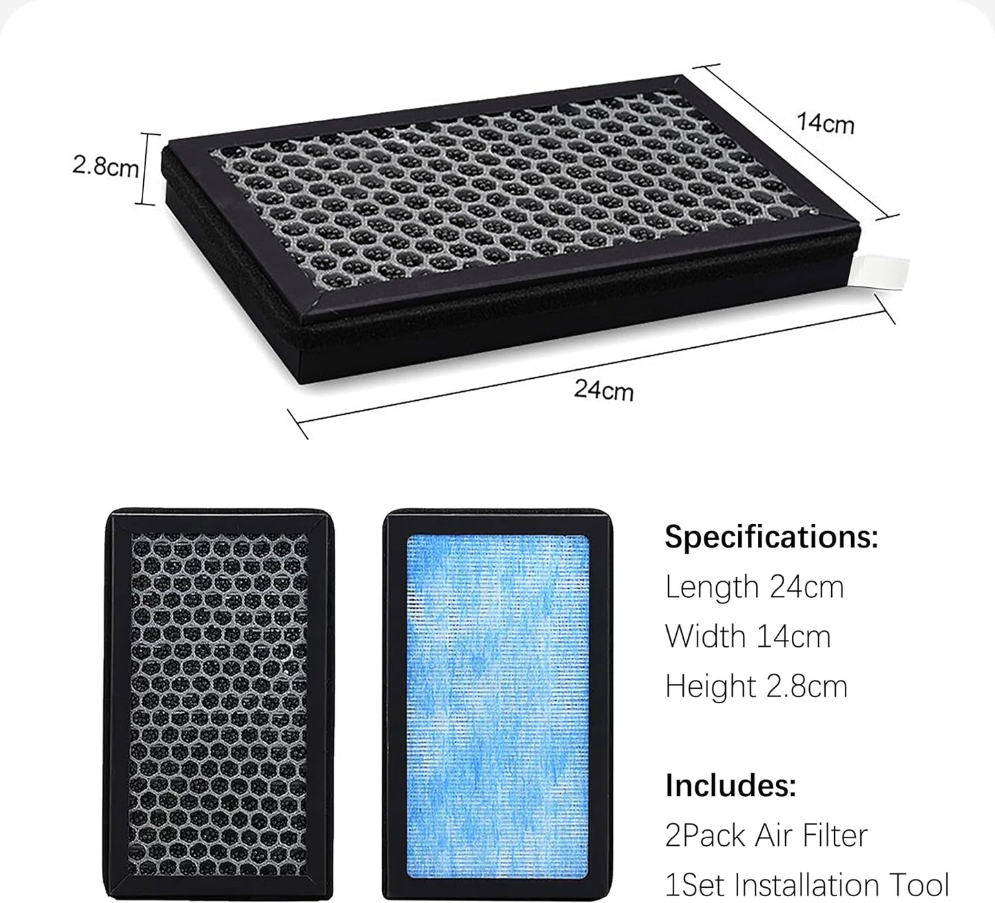 Tesla Model 3 Model Y Air Filter HEPA12 Activated Carbon Tesla Cabin Air Filter Replacement Accessories 2Pack