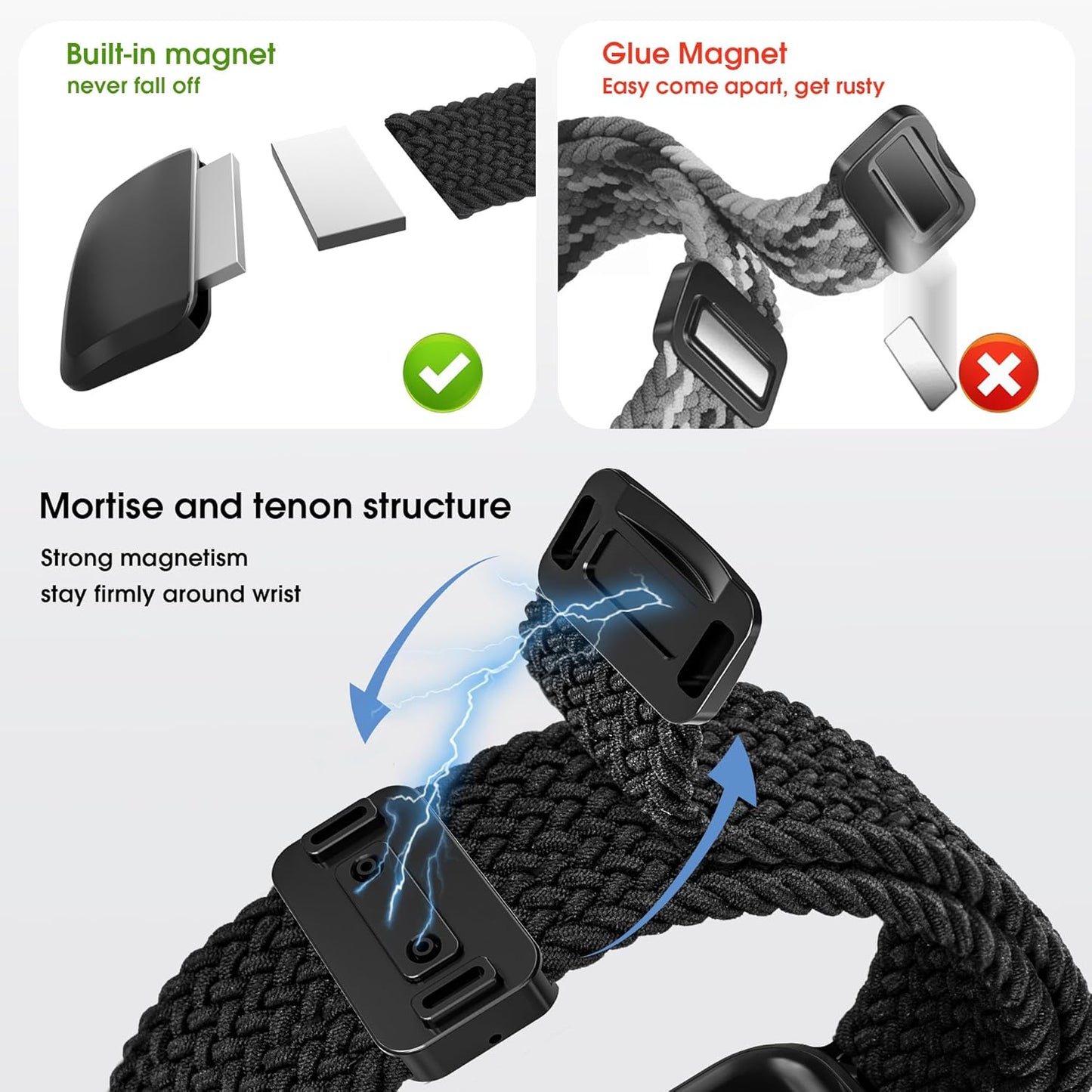 Magnetic Stretchy Watch Band Compatible for Apple Watch Band 38Mm 40Mm 41Mm,Comfortable Adjustable Straps Wristbands for Iwatch Series 9 8 7 6 5 4 SE 3 2 1 Ultra 1 2 Women Men,Black