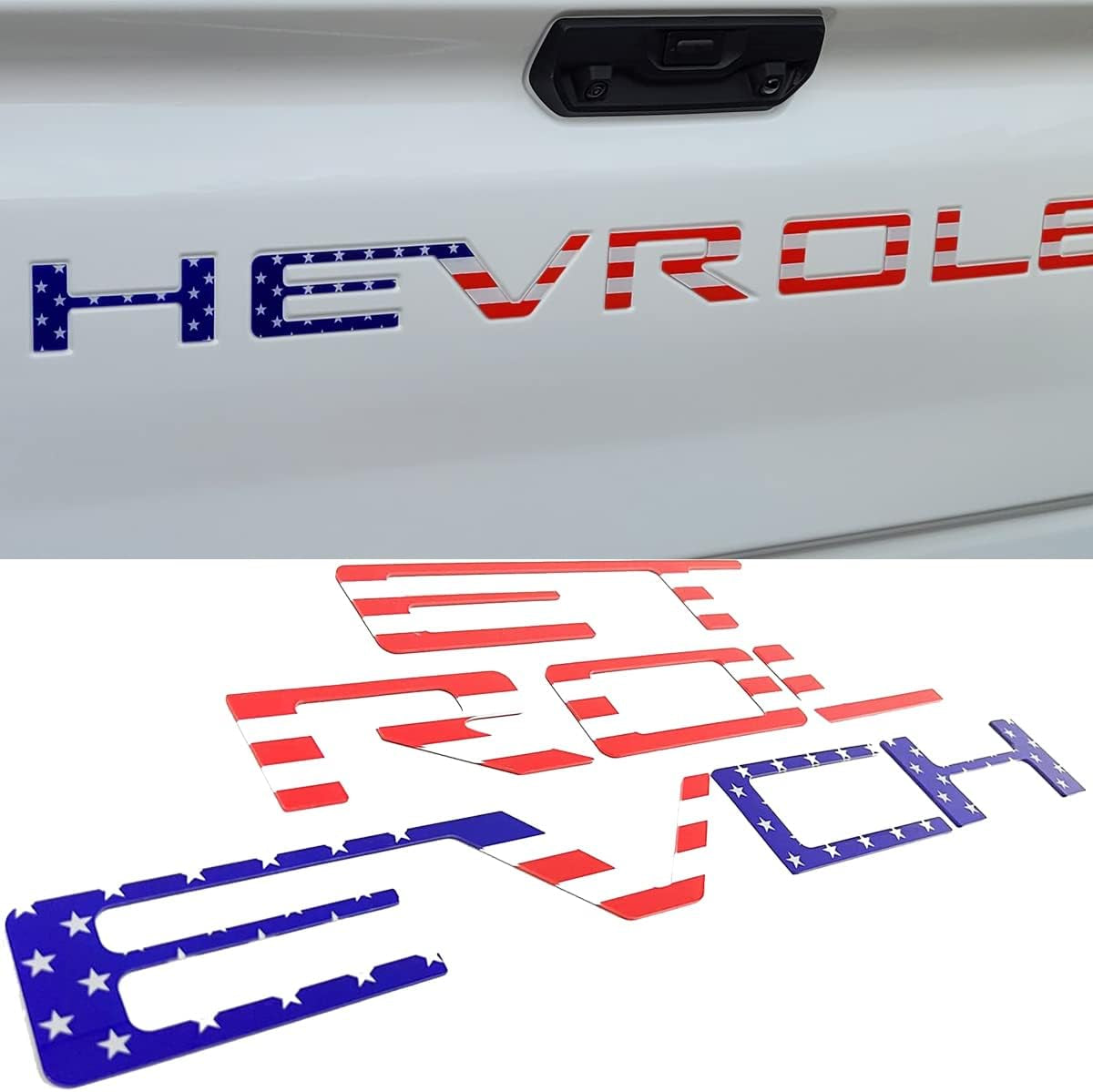 Tailgate Insert Letters Compatible with 2019 2020 2021 2022 2023 2024 Chevy Silverado 3D Emblems Badge with Strong 3-M Adhesive Matte Black Xflh