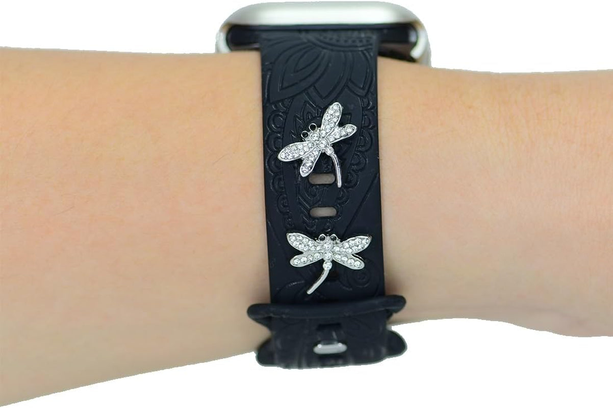 Watch Band Charms for Apple Watch Band Charms for Women 38Mm 40Mm 41Mm 42Mm 44Mm 45Mm 49Mm Ultra , Samsung , Fitbit, Metal Decorative Rings Loops Charms Studs for Iwatch Series Se 9 8 7 6 5 4 3 2 1 , Smart Watch Band Accessories Charms Jewelry