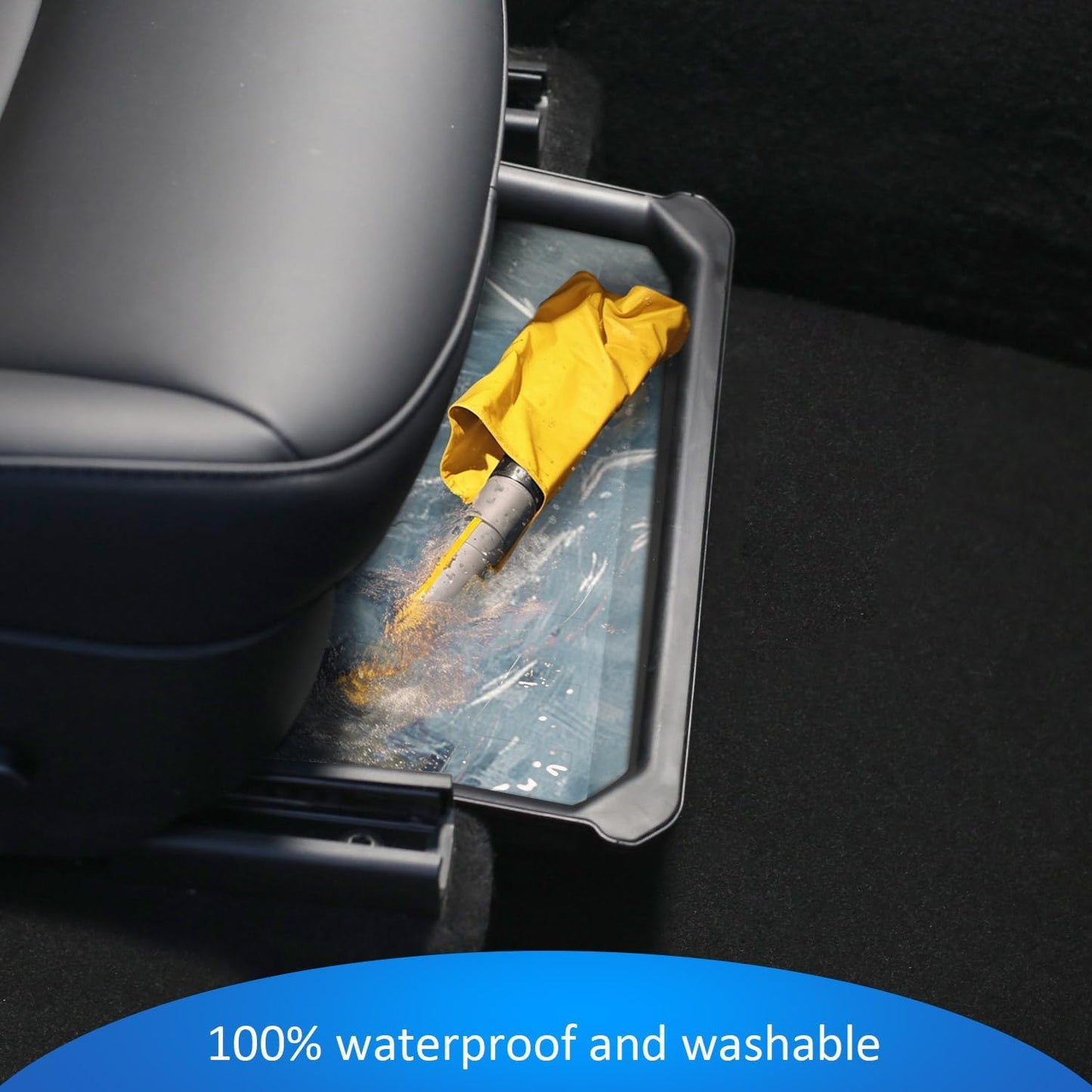Under Seat Storage Box Organizer for Tesla Model Y (1 Pack), Upgraded ABS + TPE Double Layer Hidden Storage Box, Washable Underseat Storage Organizer Fit Tesla Model Y Accessories 2021-2024