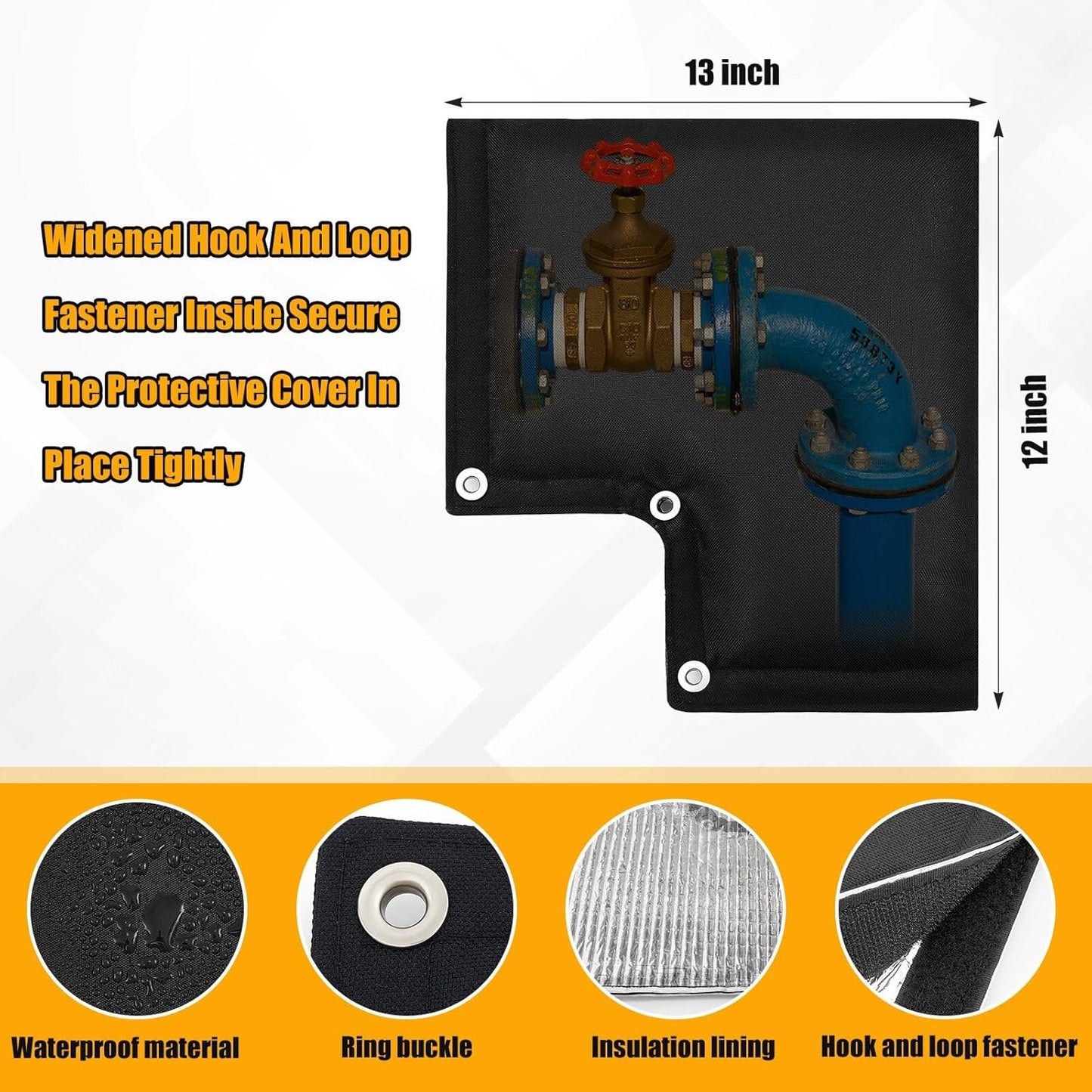6 Pack Adjustable Pipe Insulation Covers Faucet Covers Kit for outside Freeze Pipe Insulation Tube outside Water Spickets Covers for Winter 3/4 Inches Pipes Freeze Protection(Elbow Shape)