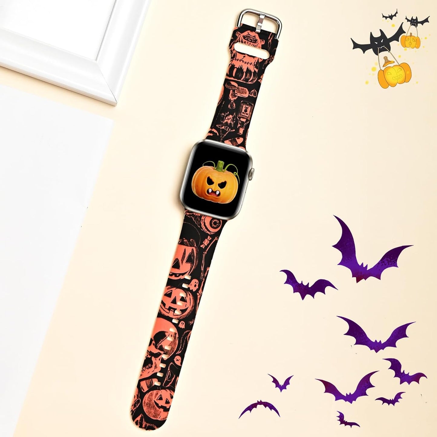 Fall Silicone Strap for Apple Watch Bands 41/40/38Mm, Soft Halloween Bracelet Compatible with Iwatch Band Series 10(42Mm)/9/8/7/6/Se/5/4/3, Waterproof Sport Pumpkin Wristband for Apple Watch Women Men