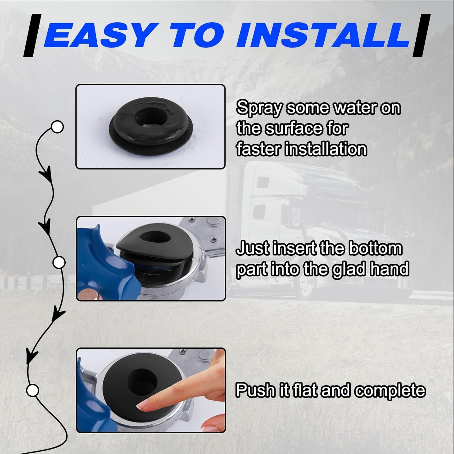 100Pcs Glad Hand Seals Black Truck Rubber Gladhand Gaskets Elastic Grommets round Washers for Semi Trailers Tractors Brake Air Hose Parts Number 10028 Truck Accessories