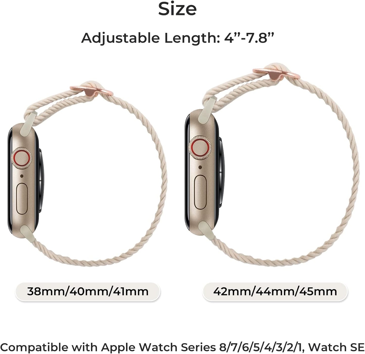 Stretchy Braided Solo Loop Compatible with Apple Watch Bands 38Mm 40Mm 41Mm 42Mm 44Mm 45Mm for Women Men Adjustable Straps Elastic Sport Wristbands for Iwatch Series 8 7 6 SE 5 4 3 2 1 Ultra