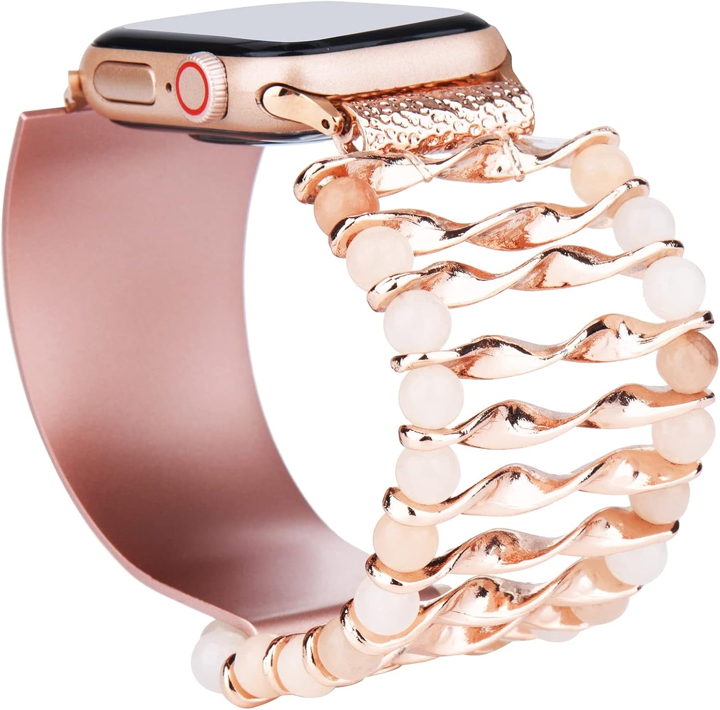 Simple Fancy Wide Apple Watch Band Compatible for Iwatch Ultra Series SE 8 7 6 5 4 3 Beaded Bracelet Stainless Steel Watch Band (42Mm/44Mm/45Mm)