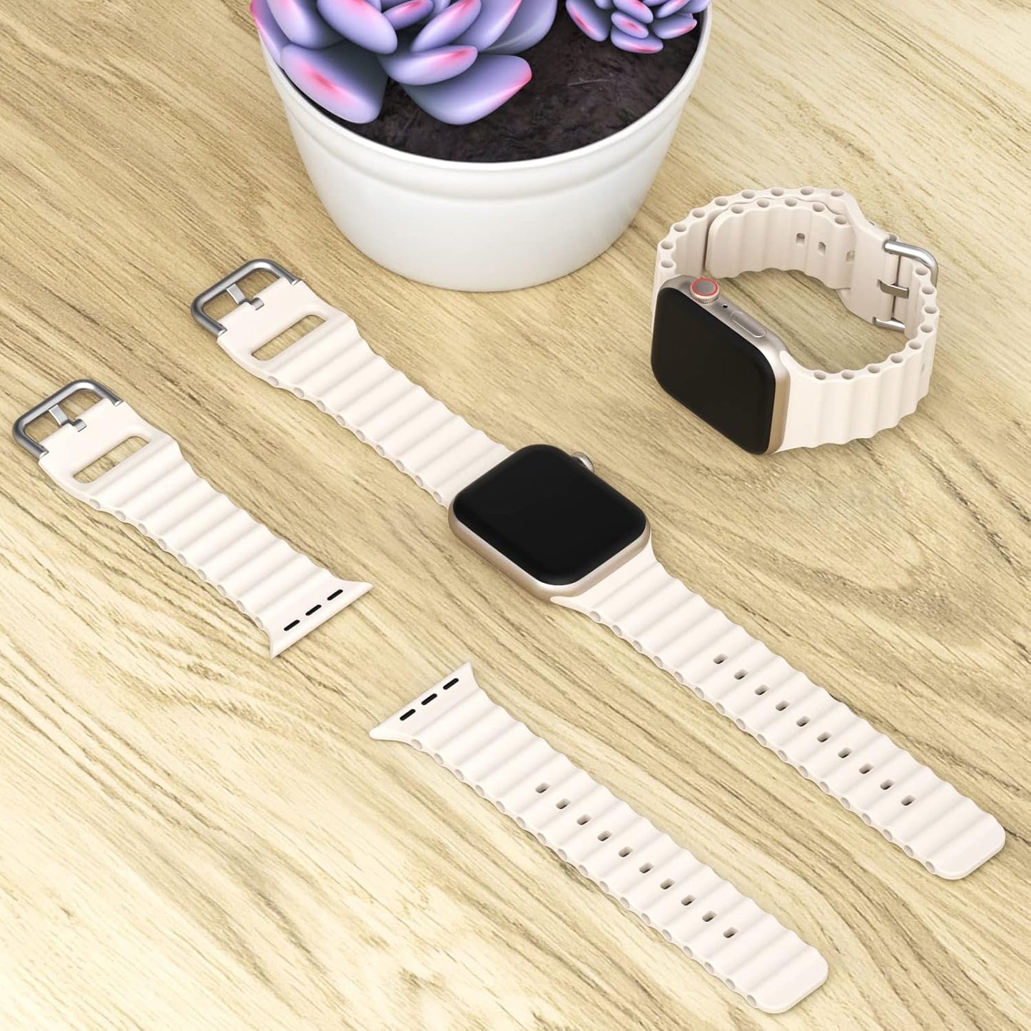 Ocean Sport Silicone Bands Compatible with Apple Watch Band 49Mm 45Mm 44Mm 42Mm 41Mm 40Mm 38Mm, Soft Breathable Classic Clasp Wrist Strap for Iwatch Ultra Series 8/SE/7/6/5/4/3/2/1 Men Women