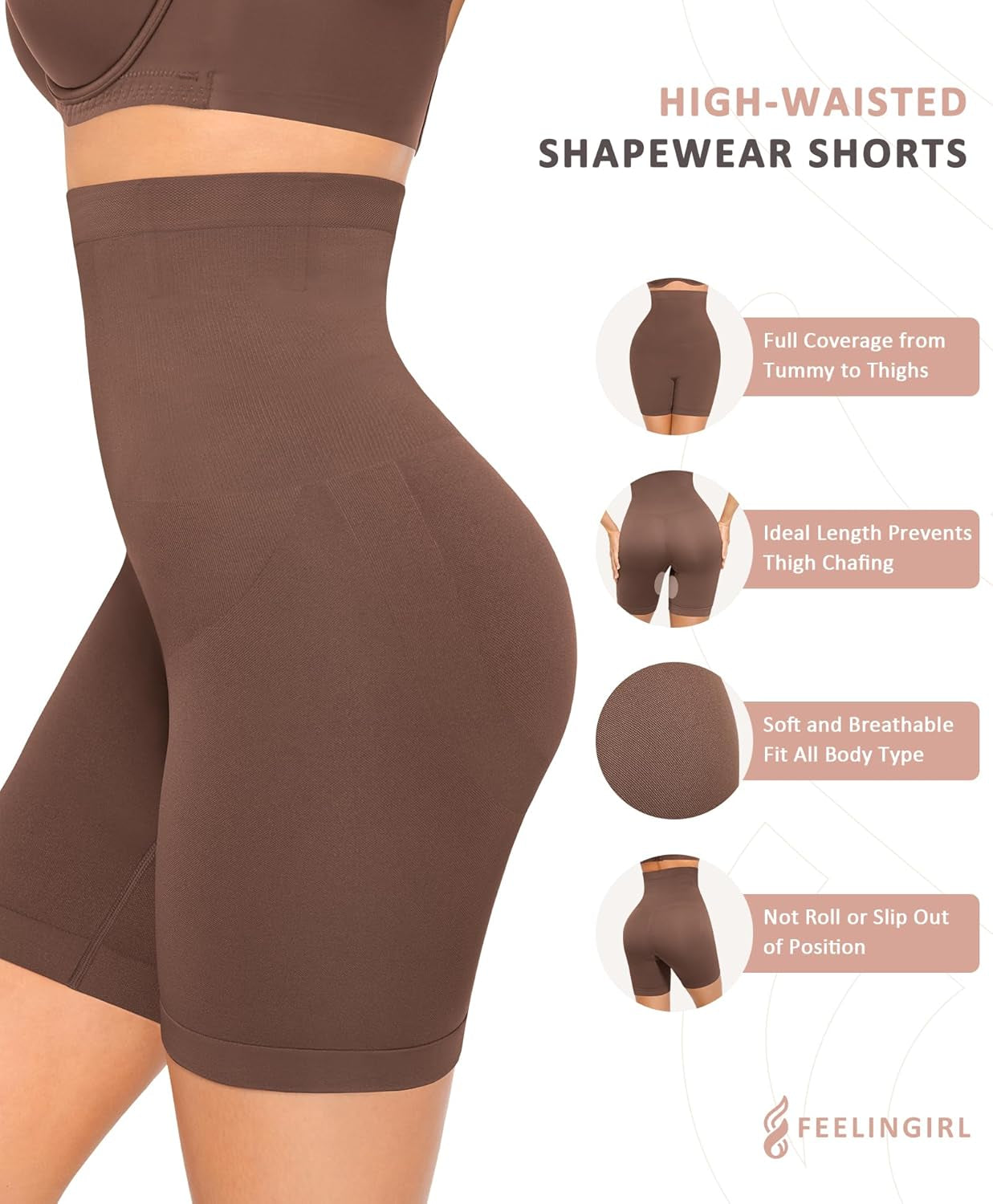 Tummy Control Shapewear Shorts Body Shaper for Women High-Waisted Thigh Slimming
