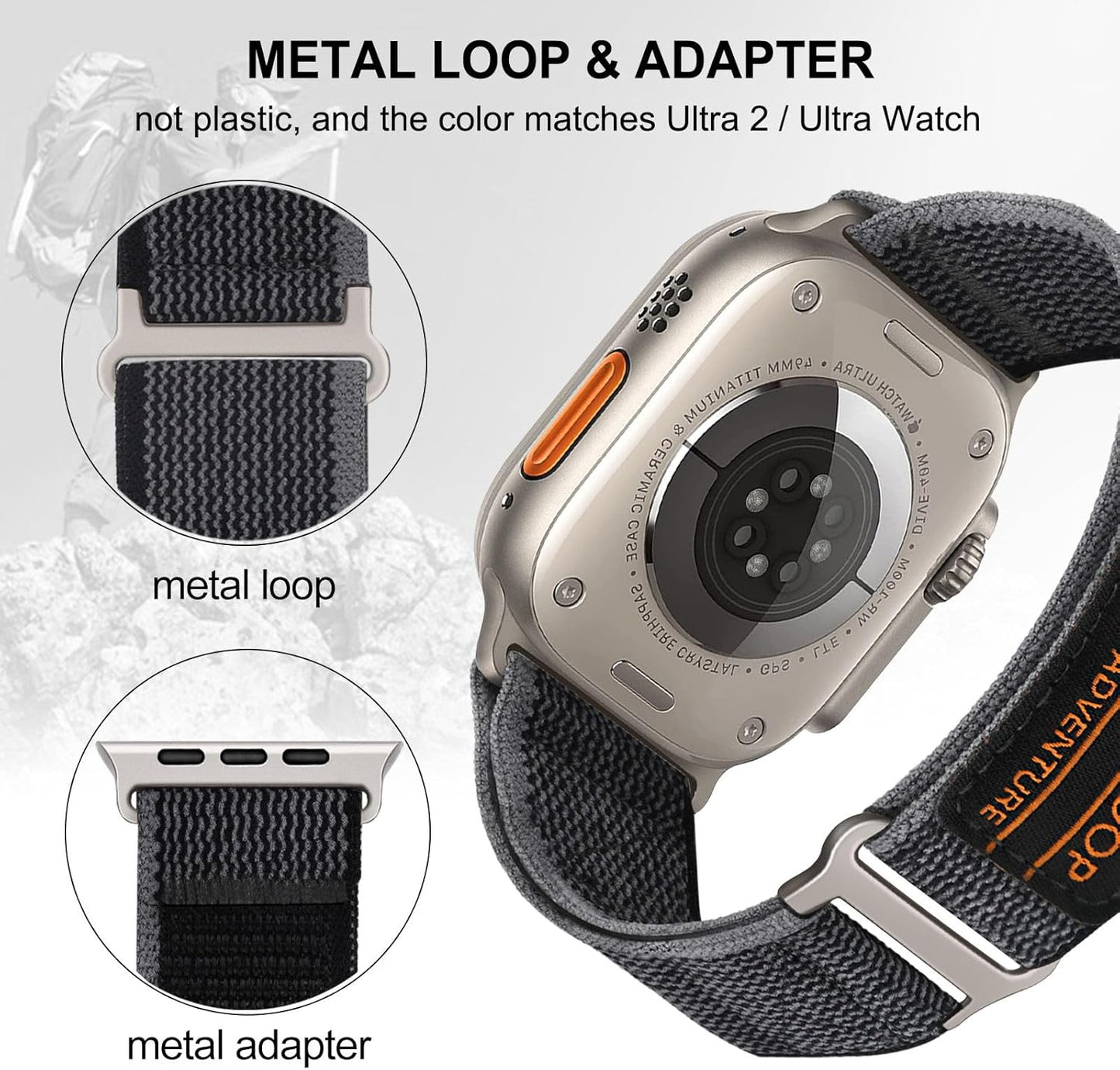 Band for Apple Watch Ultra 2 / Ultra 49Mm, Stretchy Nylon Watchband Metal Loop Strap for Iwatch Apple Watch SE (2Nd Gen) Series 9 8 7 6 5 4 3 2 1 45Mm 44Mm 42Mm